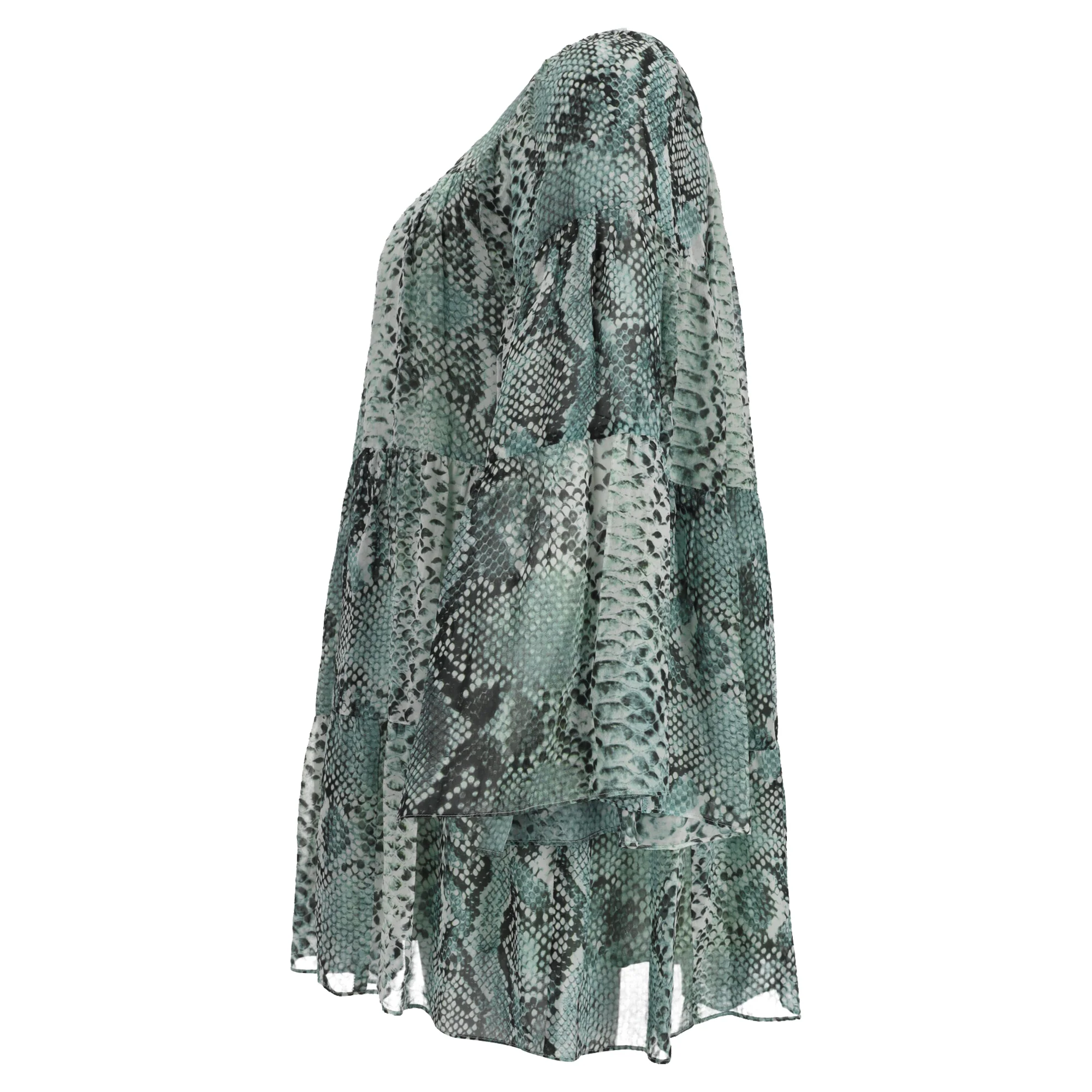 Women's Pierre Balmain Snake-Print Chiffon Blouse in Green Silk - Image 2