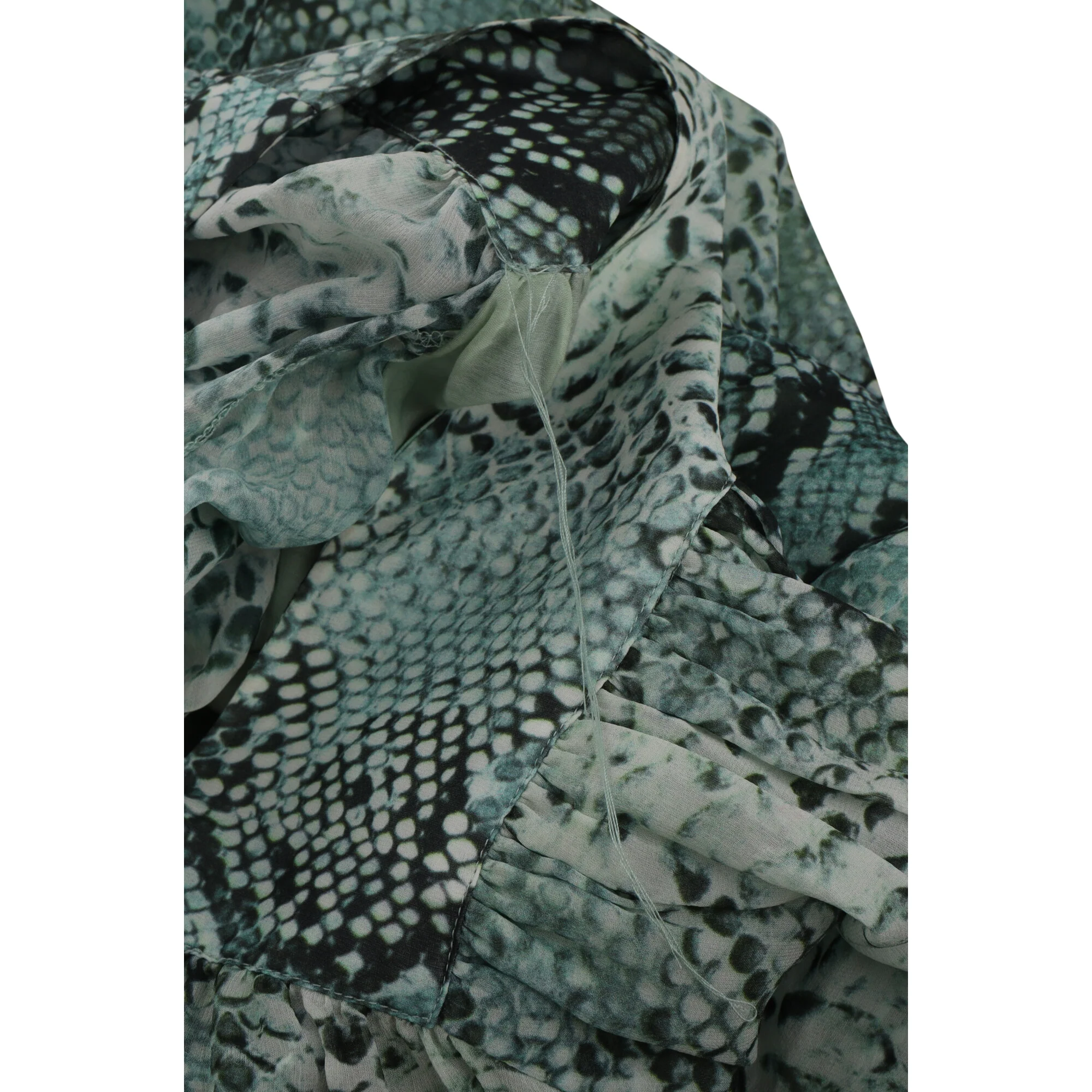 Women's Pierre Balmain Snake-Print Chiffon Blouse in Green Silk - Image 7