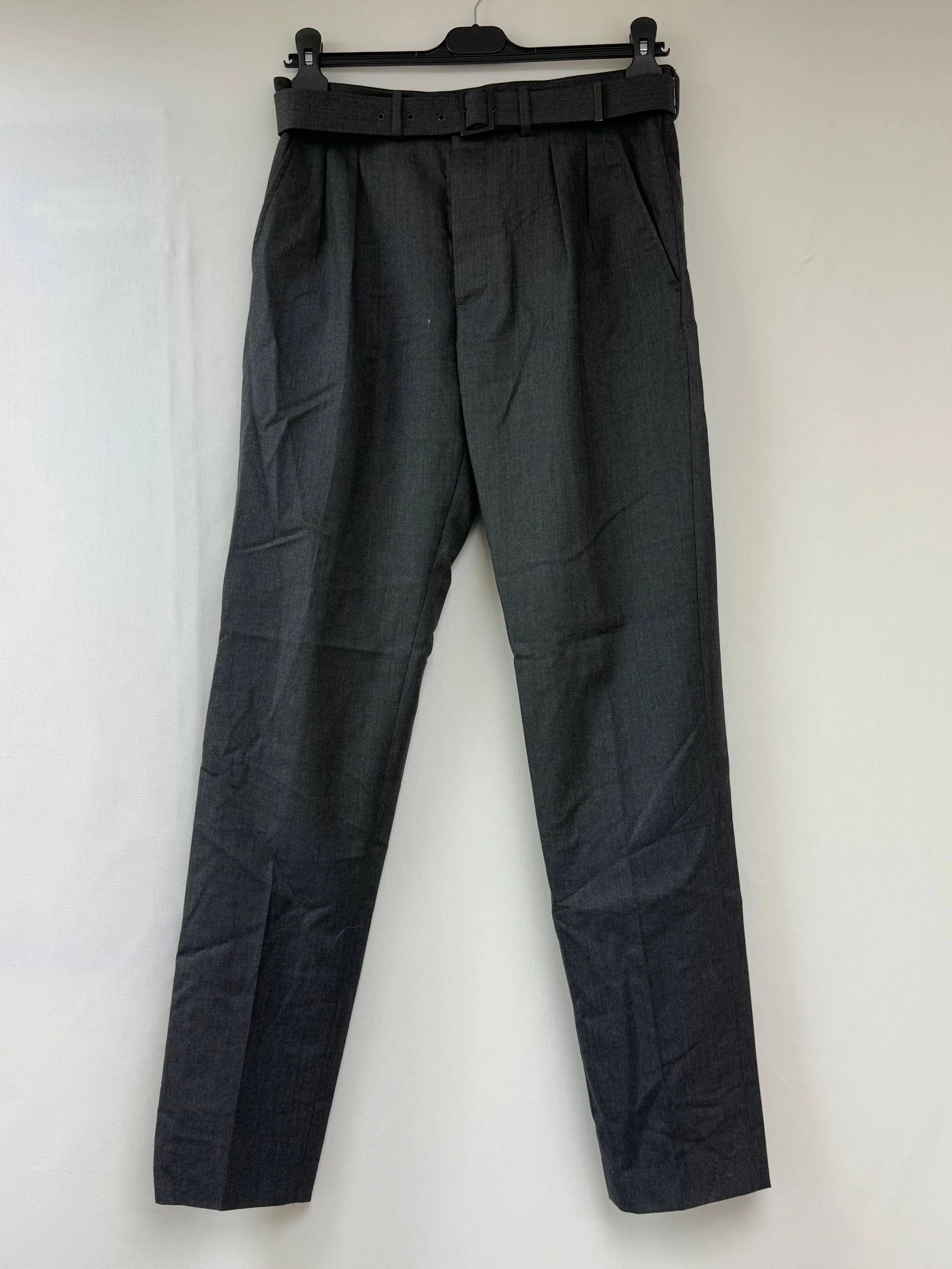 Men's Bottega Veneta Belted Trousers in Grey Wool - Image 4