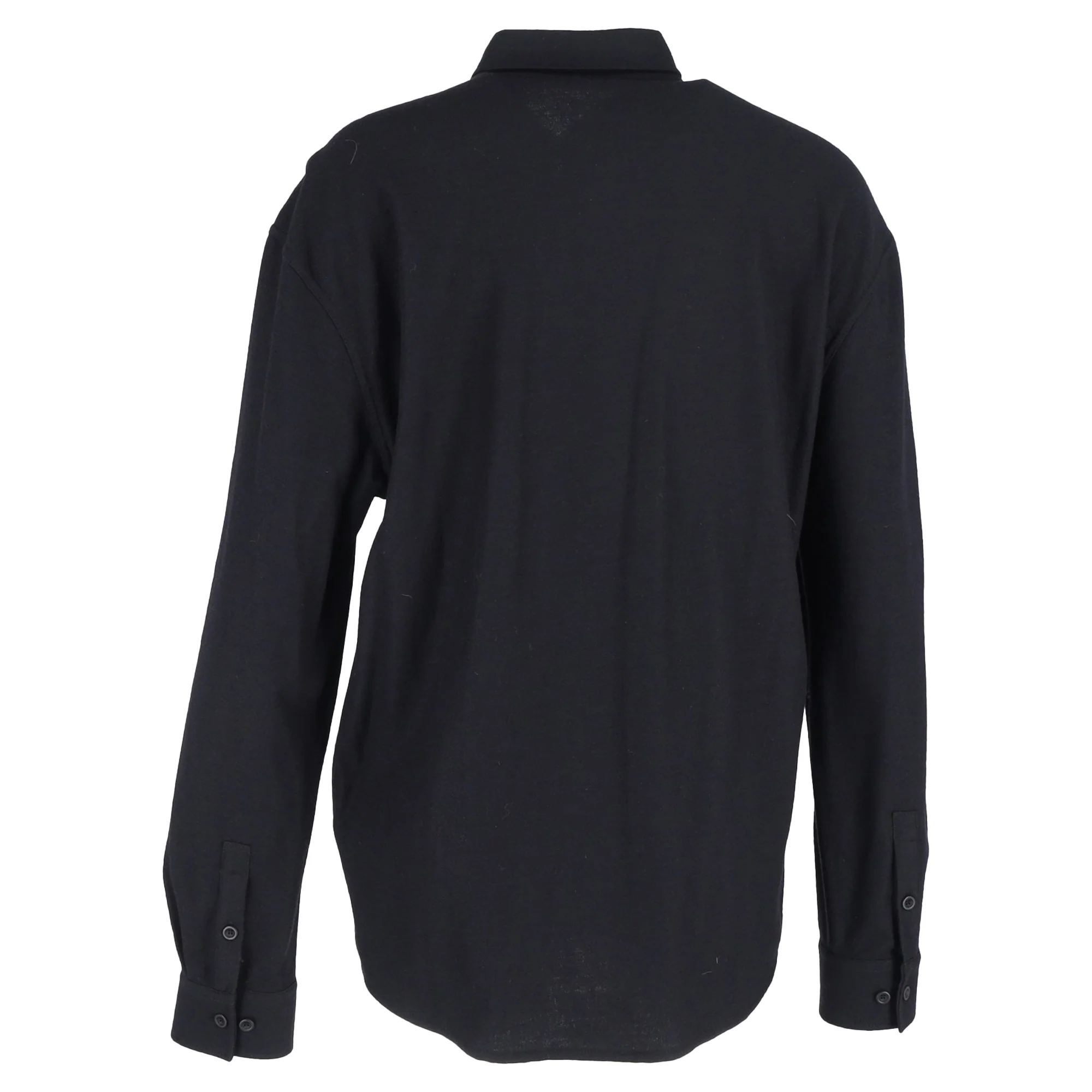 Men's Bottega Veneta Button-Down Long Sleeve Shirt in Black Wool - Image 3
