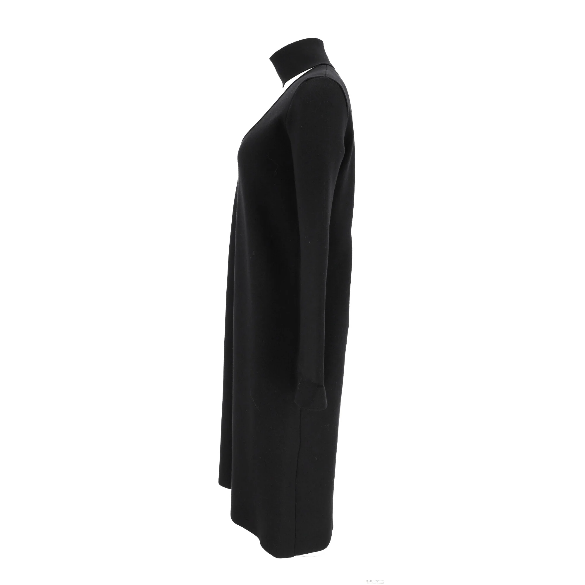 Women's Bottega Veneta High-Neck Long Sleeve Midi Dress in Black Viscose - Image 8
