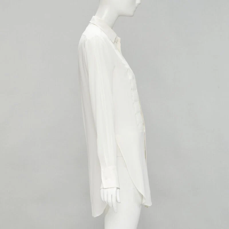 Women's Bottega Veneta silk quilted padded bib collar long line shirt - Image 10