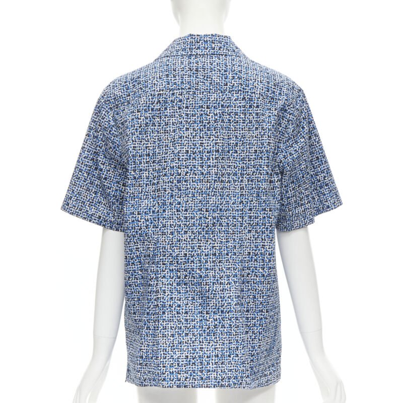 Women's Bottega Veneta speckle print camp collar short sleeve boxy cotton shirt - Image 10