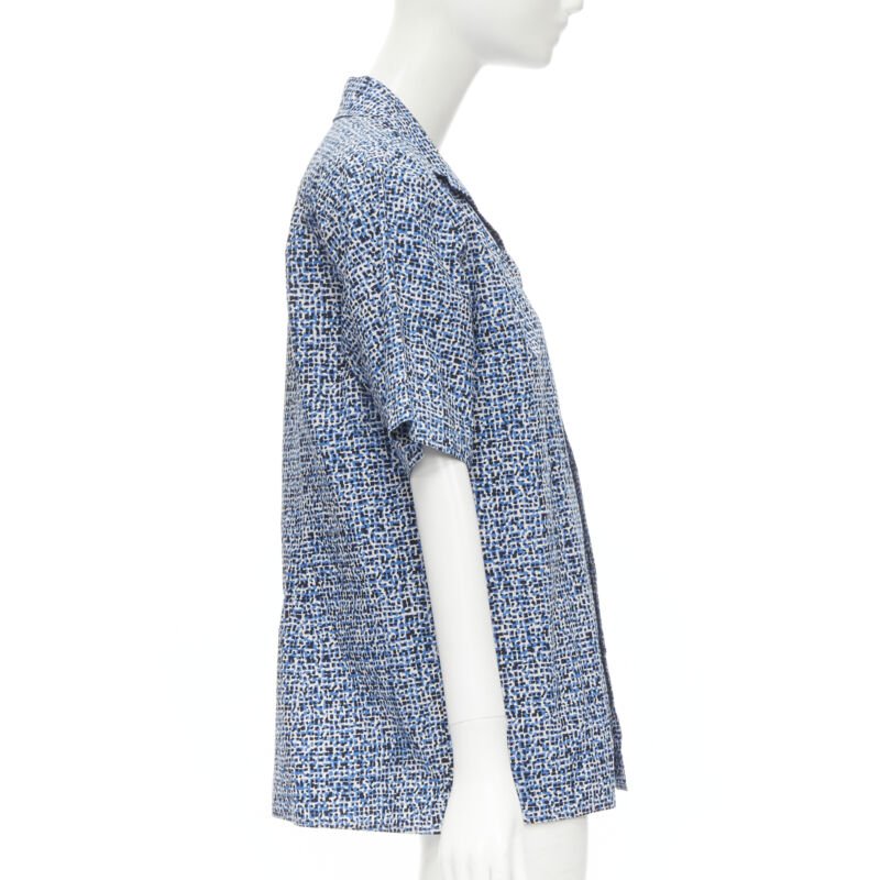 Women's Bottega Veneta speckle print camp collar short sleeve boxy cotton shirt - Image 9