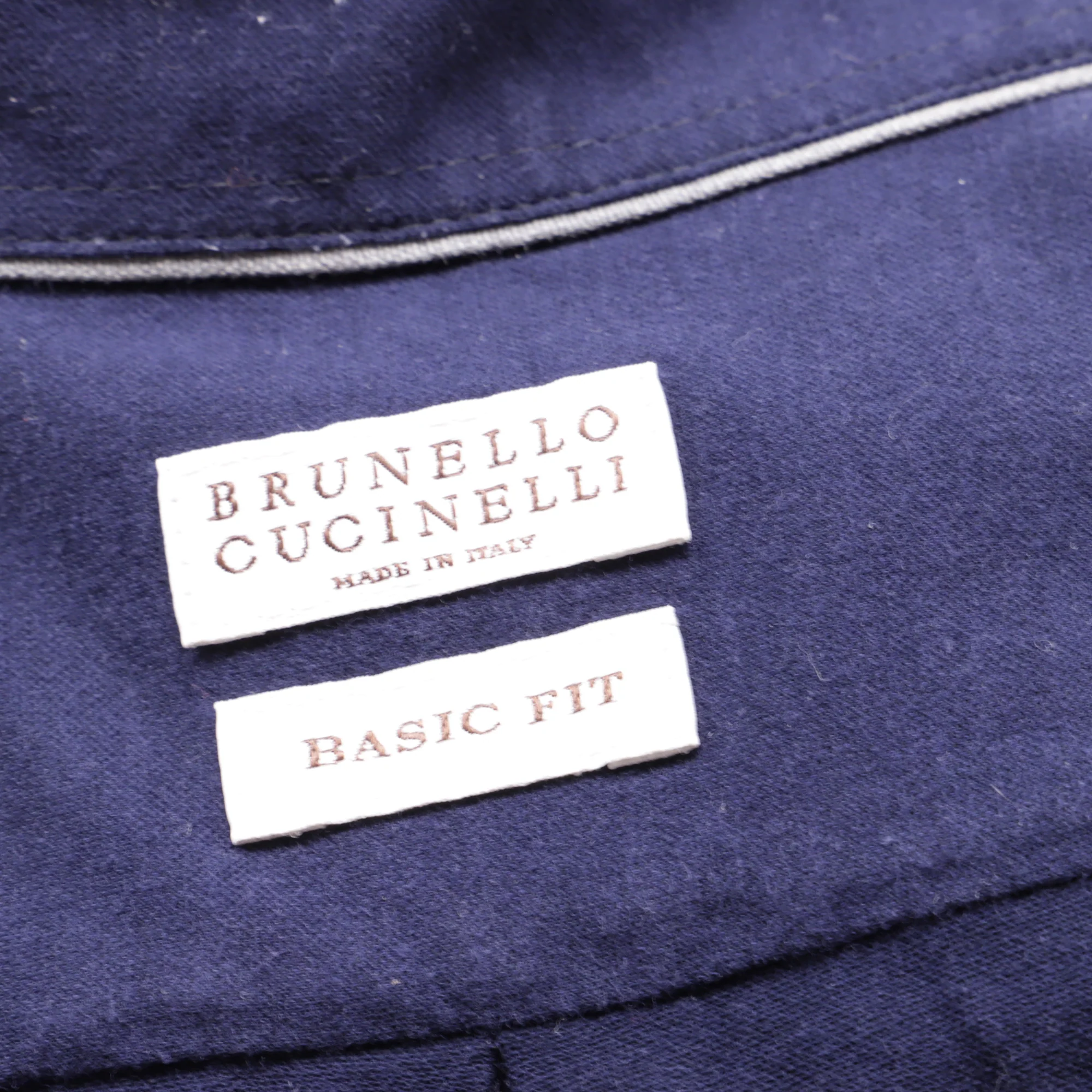 Men's Brunello Cucinelli Button Down Shirt in Navy Blue Cotton - Image 4