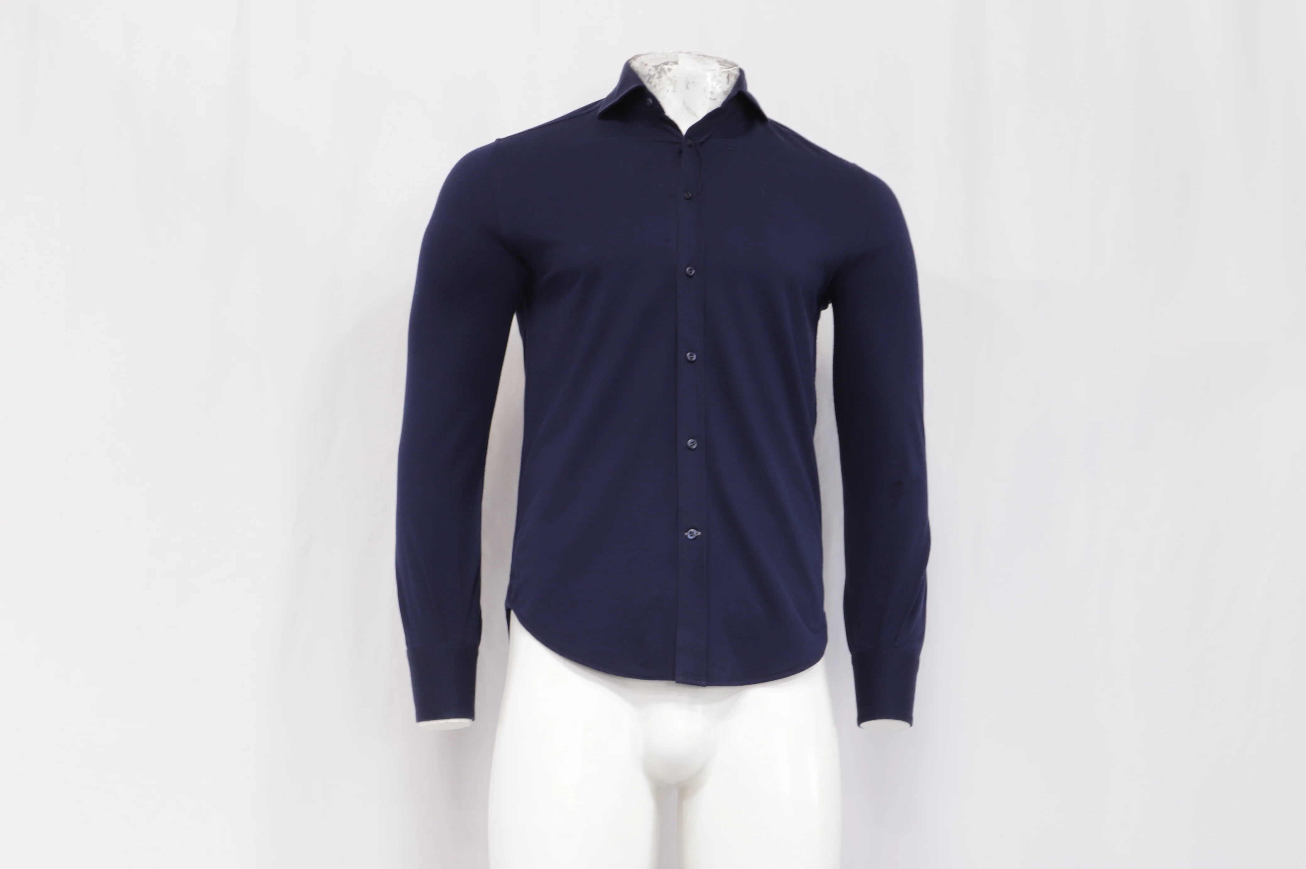 Men's Brunello Cucinelli Button Down Shirt in Navy Blue Cotton - Image 6