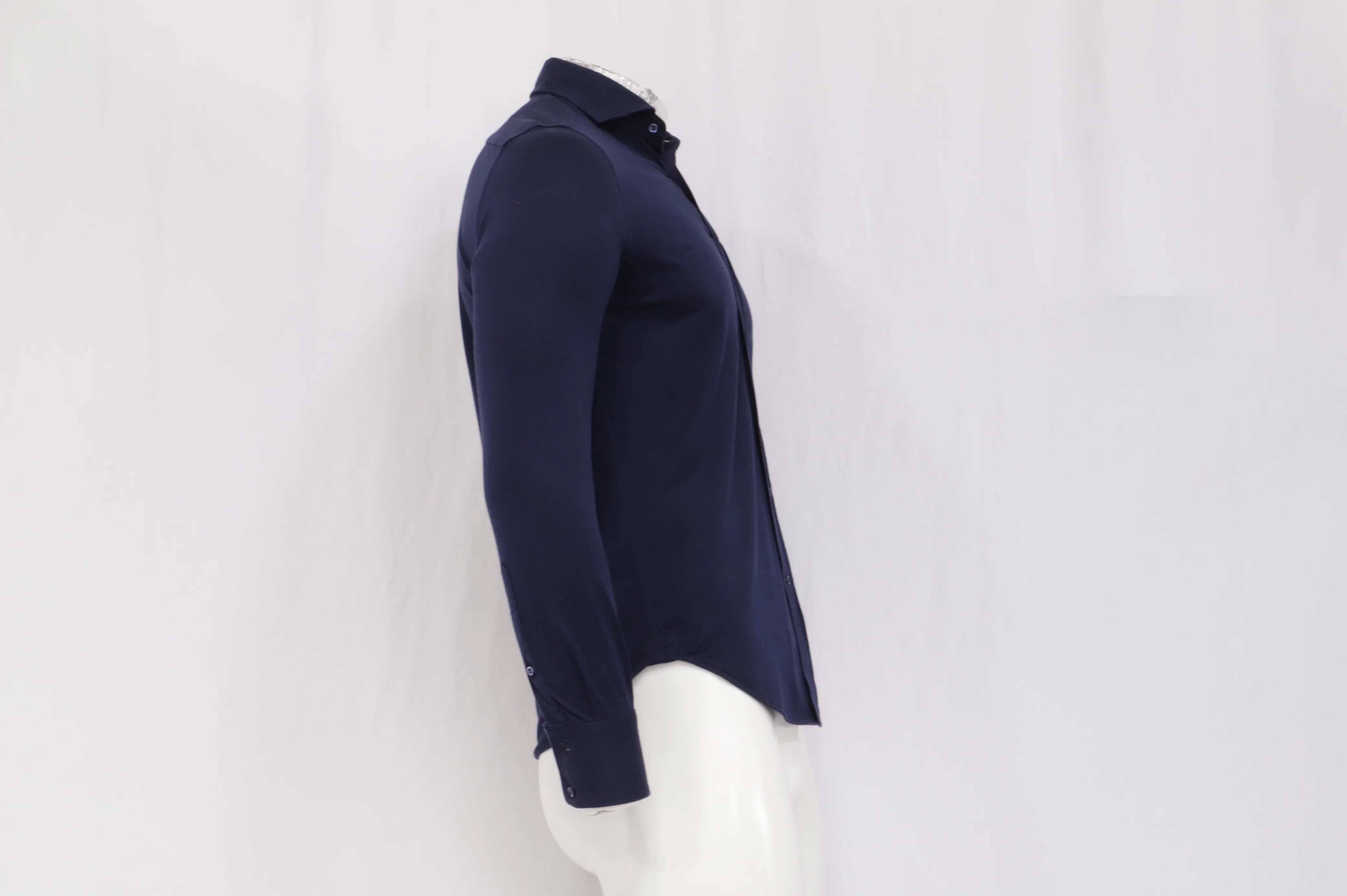 Men's Brunello Cucinelli Button Down Shirt in Navy Blue Cotton - Image 8