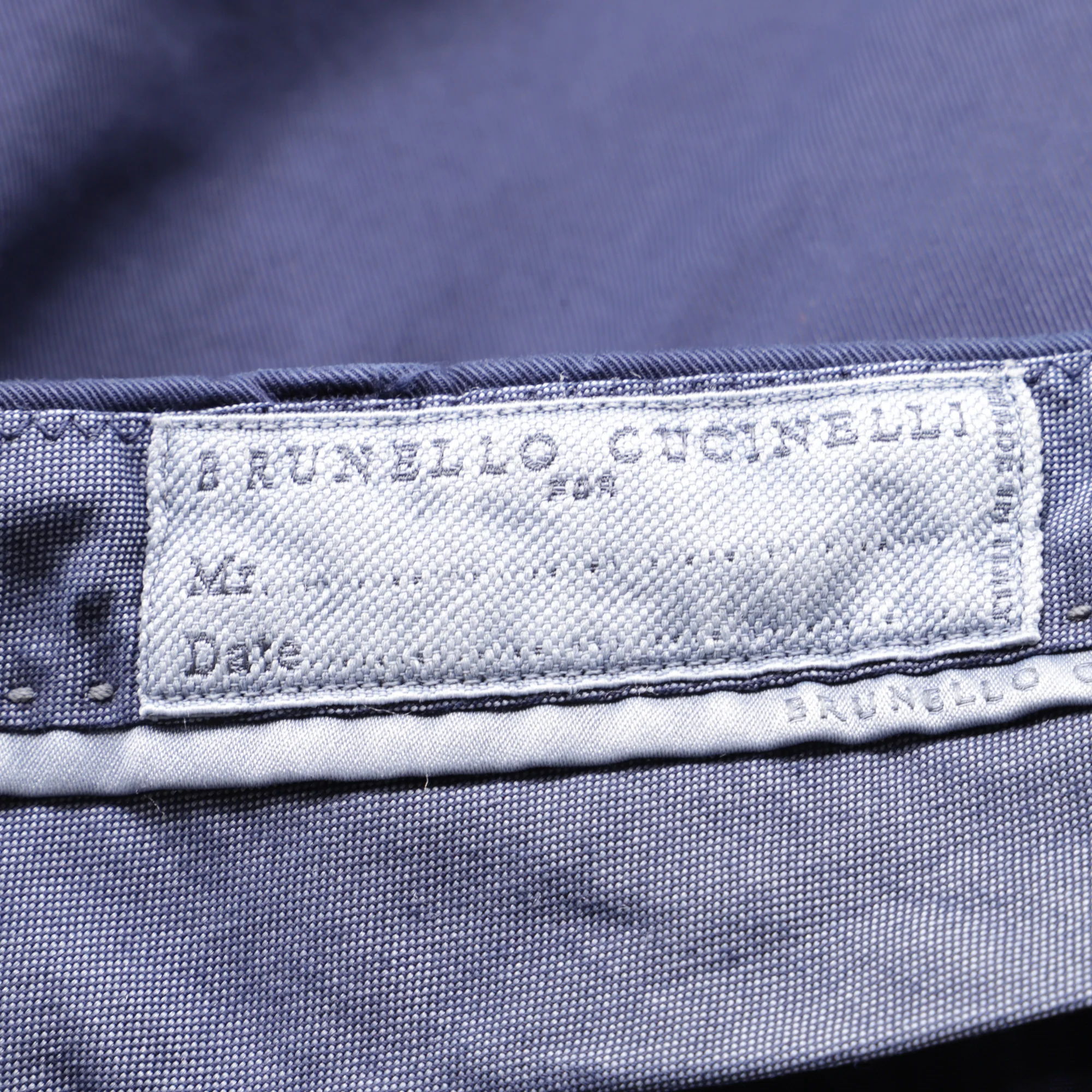 Men's Brunello Cucinelli Gabardine Italian Fit Trousers in Navy Blue Cotton - Image 4