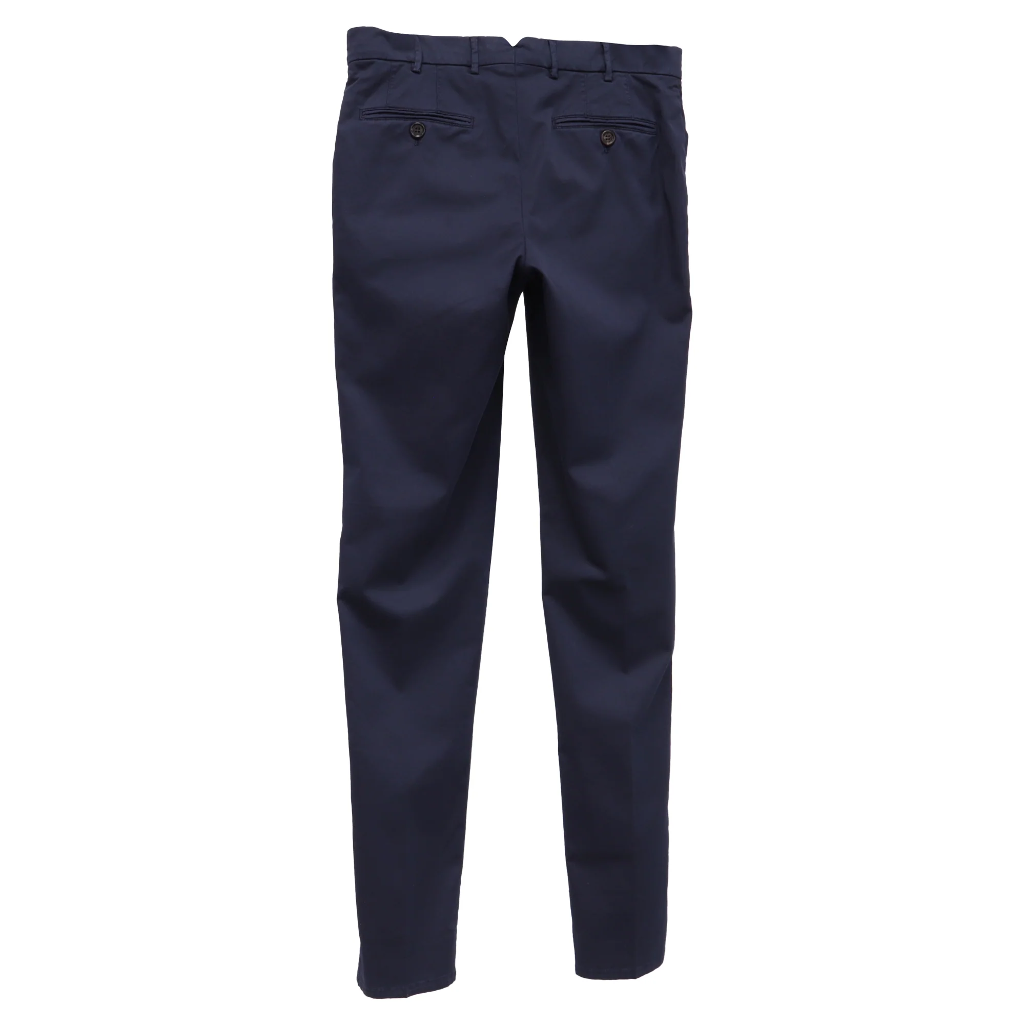 Men's Brunello Cucinelli Gabardine Italian Fit Trousers in Navy Blue Cotton - Image 2