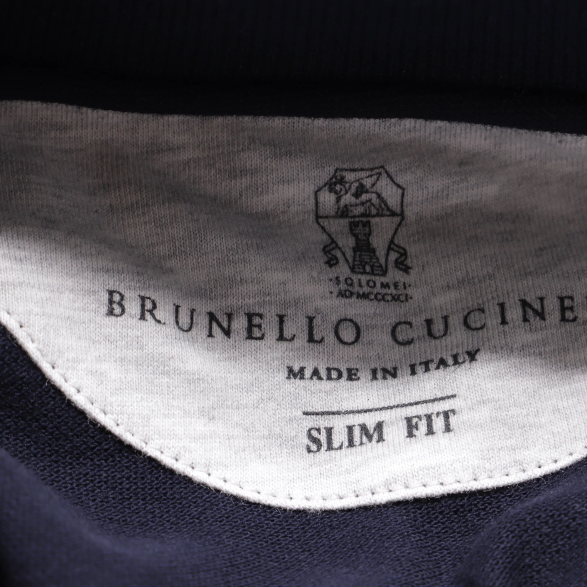 Men's Brunello Cucinelli Logo Embroidered Polo Shirt in Navy Blue Cotton - Image 4