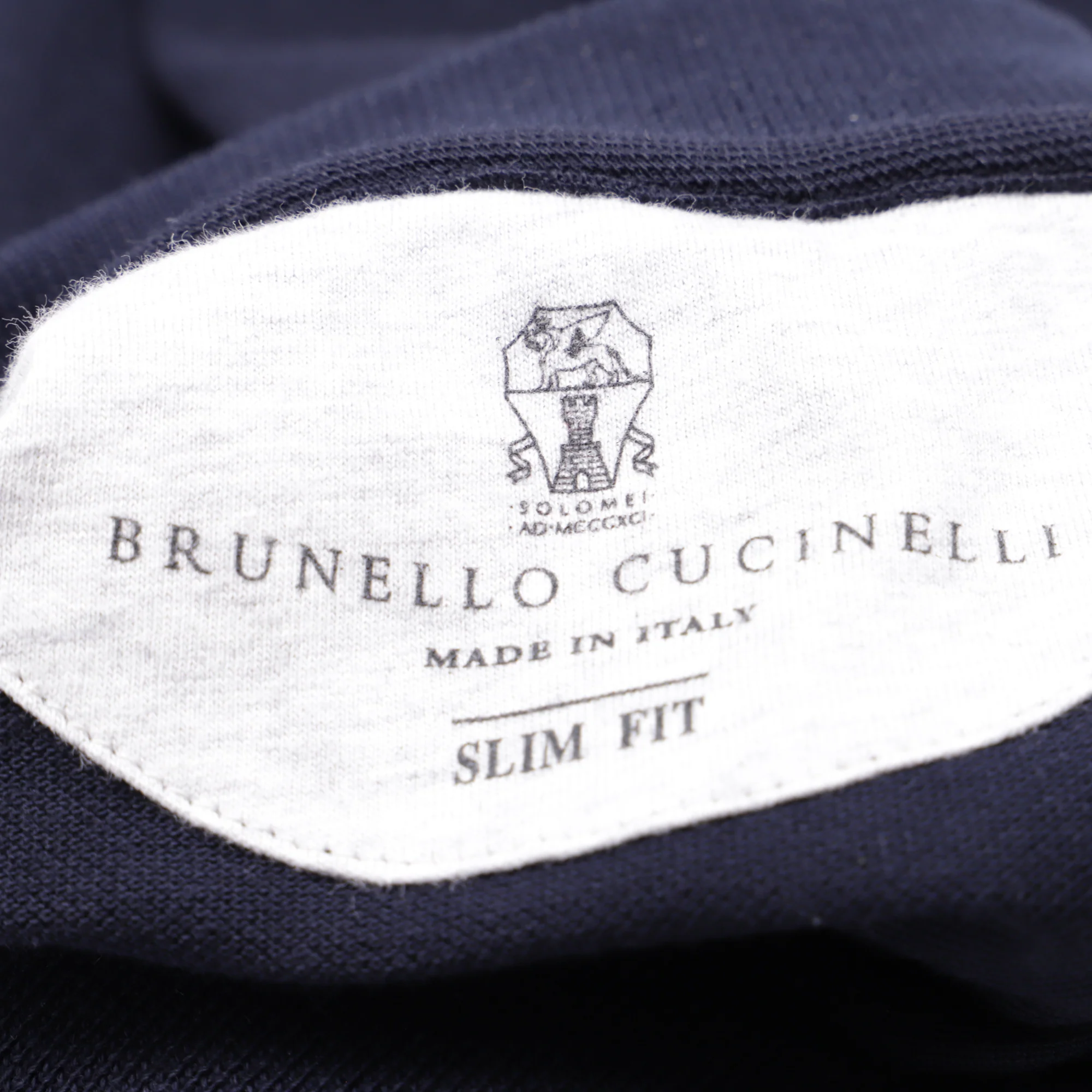 Men's Brunello Cucinelli Logo Embroidered Polo Shirt in Navy Blue Cotton - Image 4