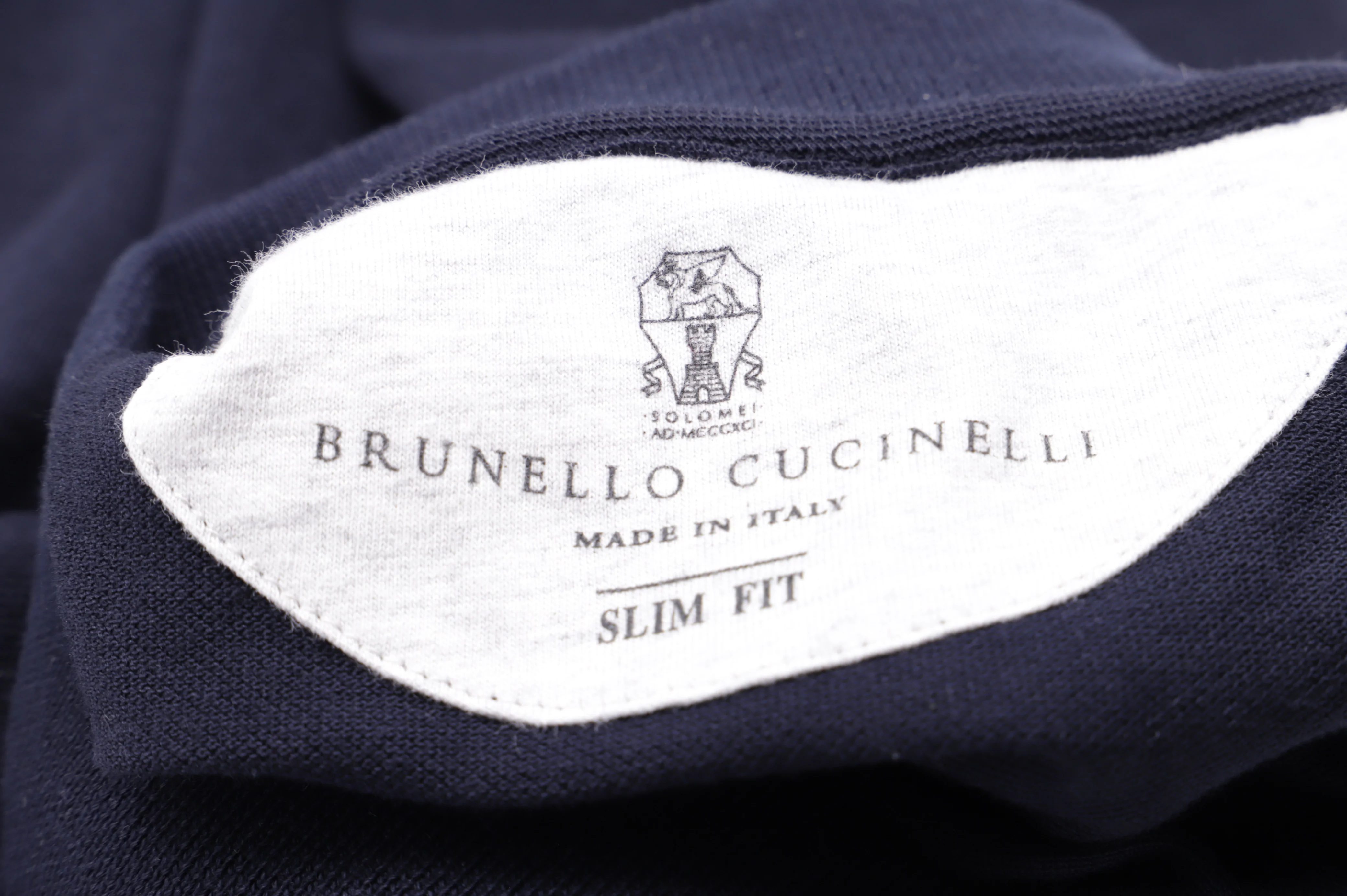 Men's Brunello Cucinelli Logo Embroidered Polo Shirt in Navy Blue Cotton - Image 9