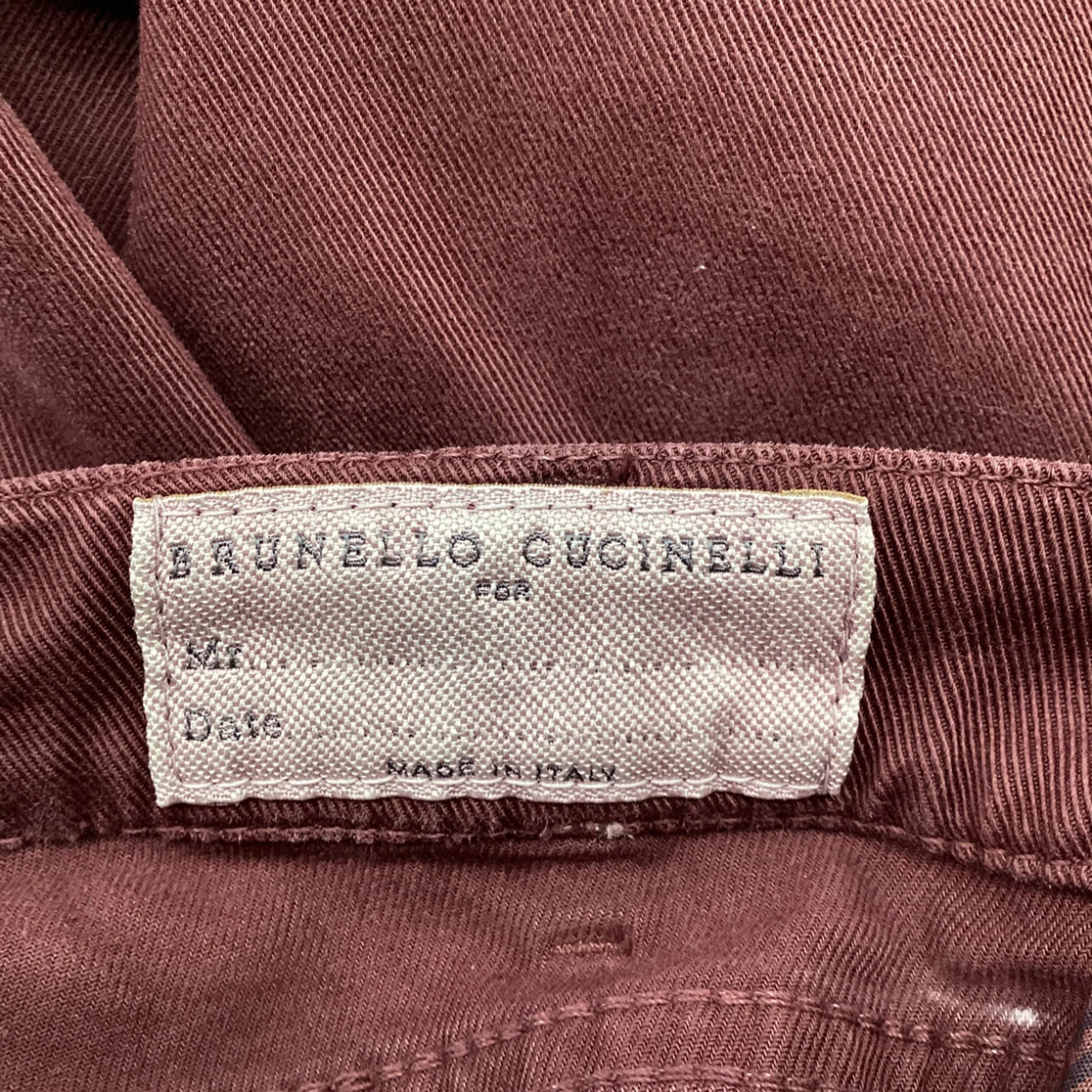 Men's Brunello Cucinelli Low-Rise Skinny Jeans in Burgundy Cotton - Image 6