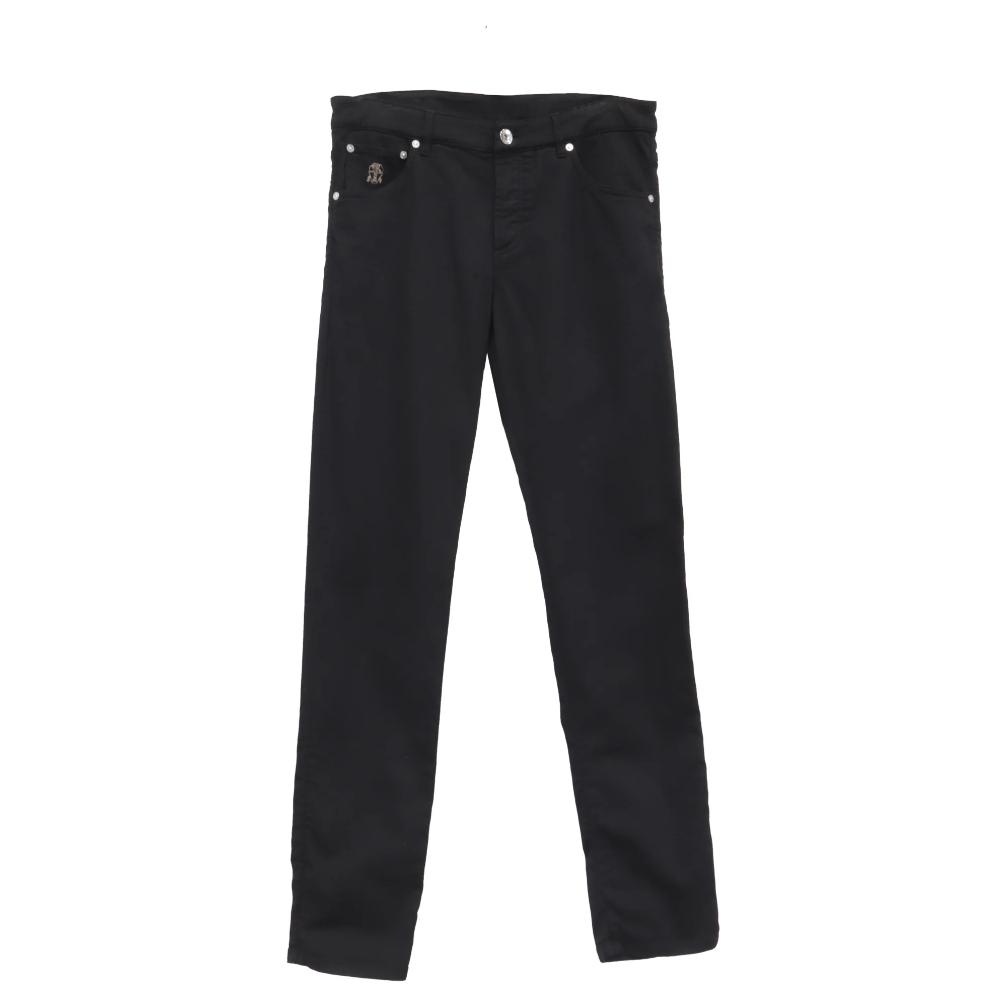 Men's Brunello Cucinelli Mid-Waist Slim-Fit Jeans in Black Cotton