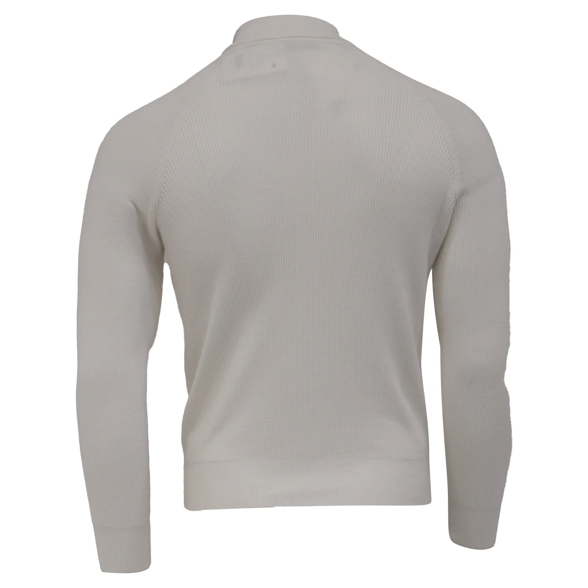 Men's Brunello Cucinelli Ribbed Polo Sweater in White Cotton - Image 4