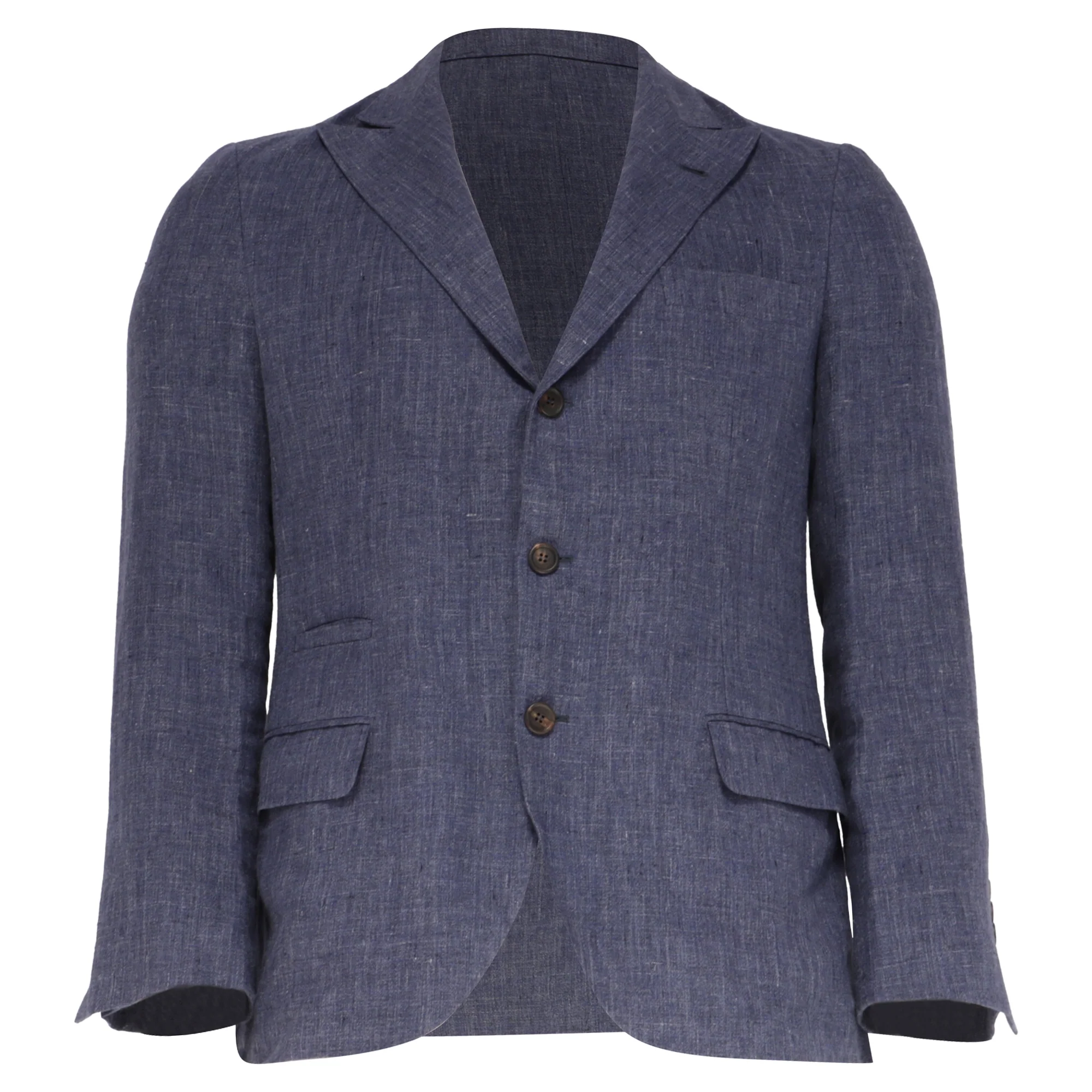 Men's Brunello Cucinelli Single-Breasted Blazer with Pockets in Navy Blue Linen
