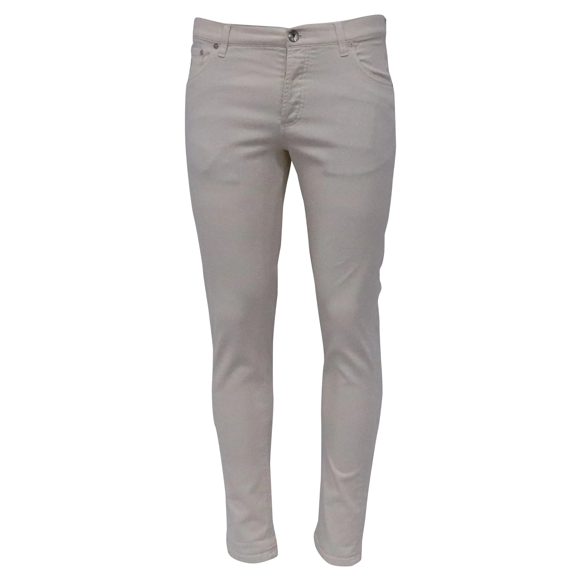 Men's Brunello Cucinelli Skinny Fit Trousers in Cream Cotton