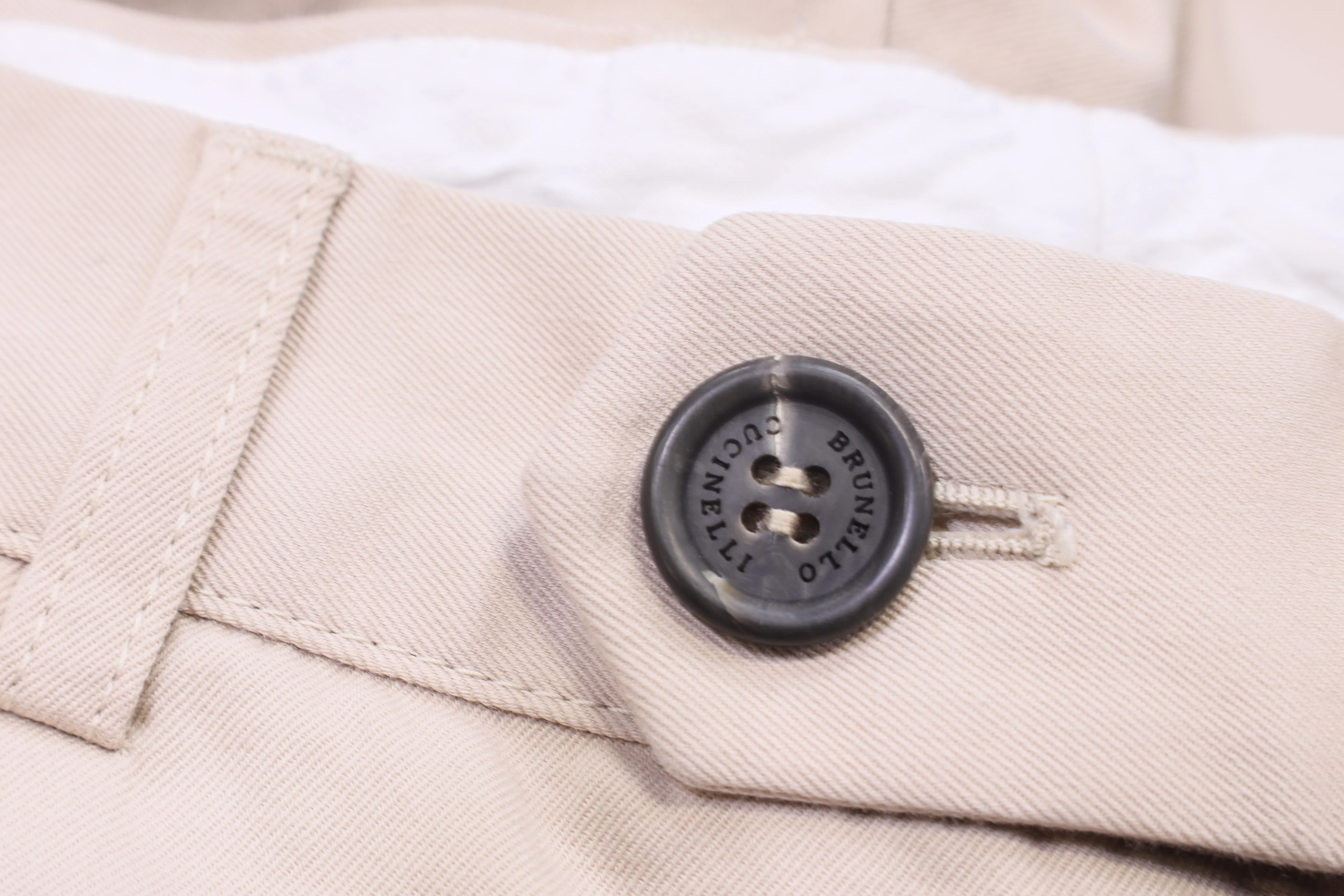 Men's Brunello Cucinelli Slim Fit Pants in Beige Cotton - Image 10