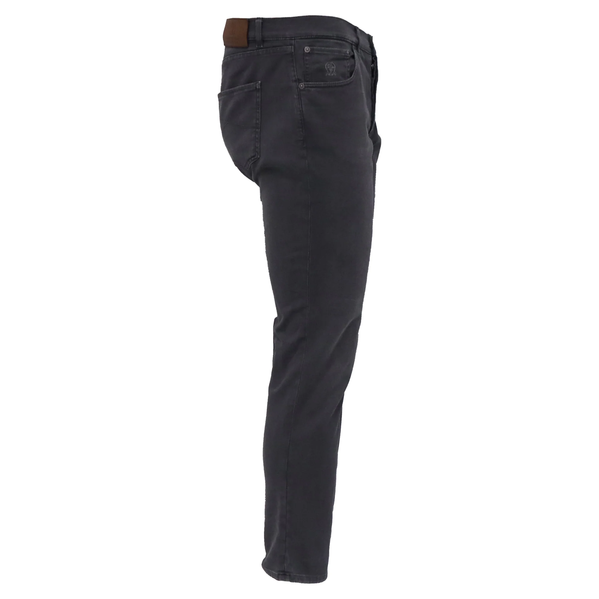 Men's Brunello Cucinelli Traditional Fit Trousers in Grey Cotton Denim - Image 2