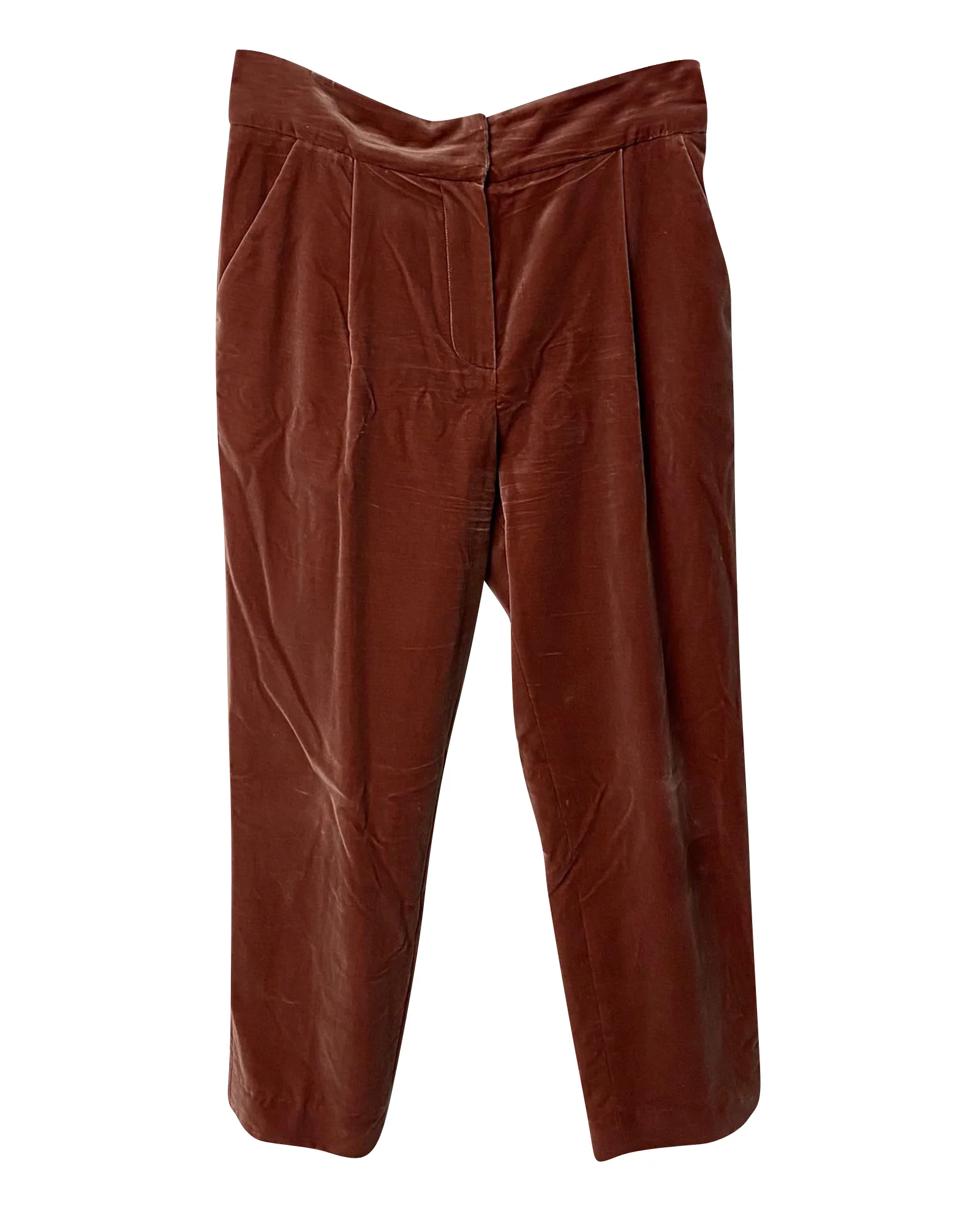 Women's Brunello Cucinelli Cropped Straight Leg Trousers in Pink Velvet