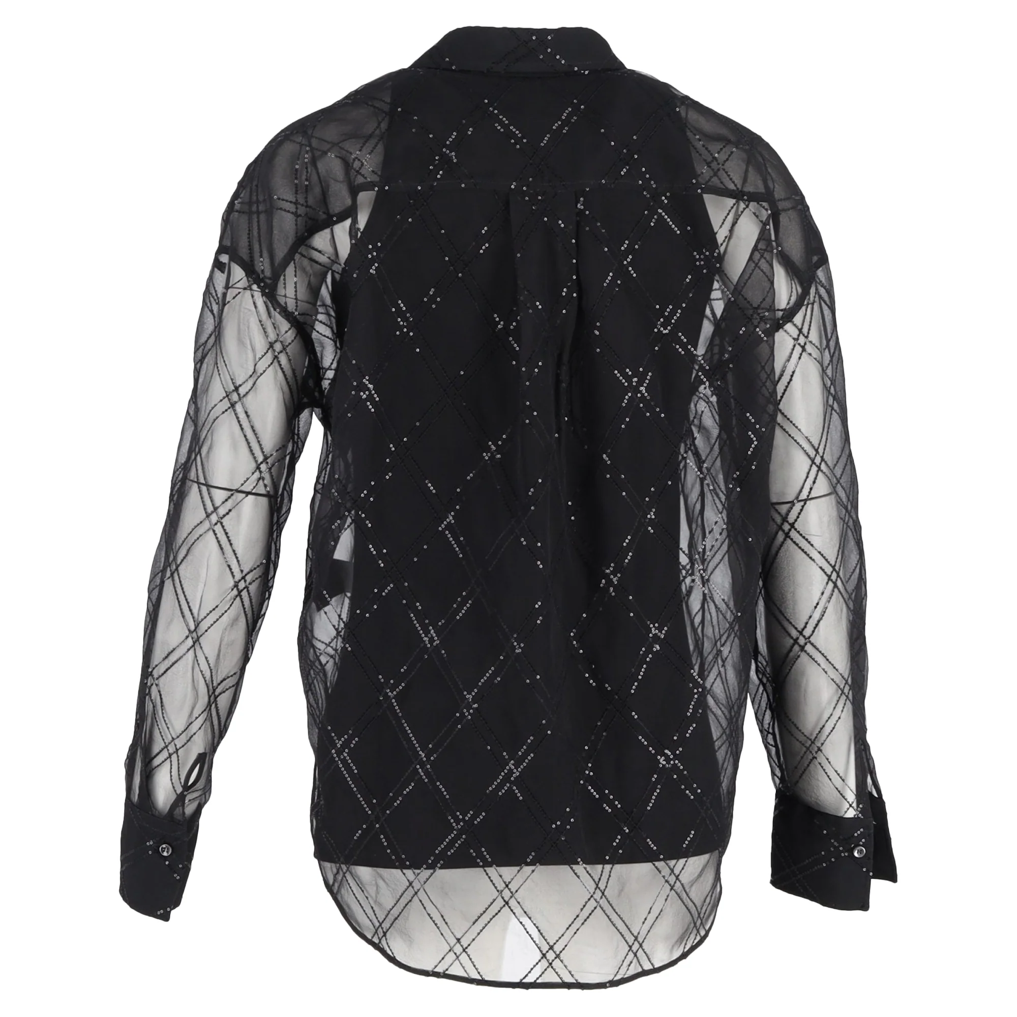 Women's Brunello Cucinelli Sequin-Embellished Blouse In Black Silk - Image 3