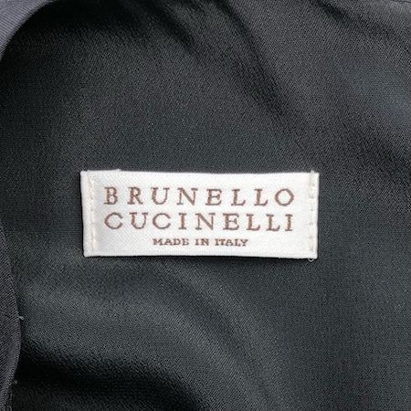 Women's Brunello Cucinelli shift dress in grey silk with fringe detail - Image 4