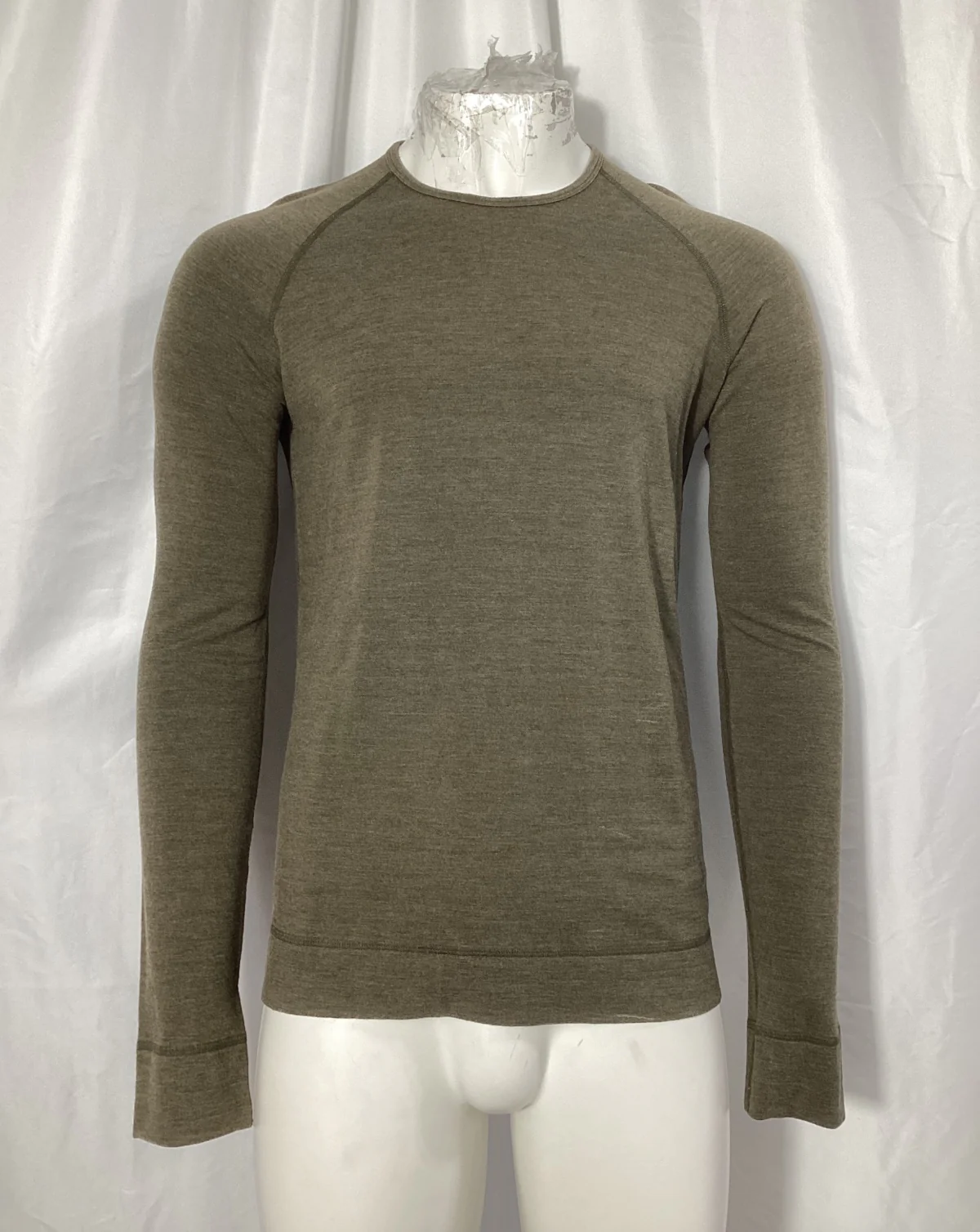 Men's Burberry Brit Crewneck Long Sleeve T-Shirt in Olive Lyocell - Image 7