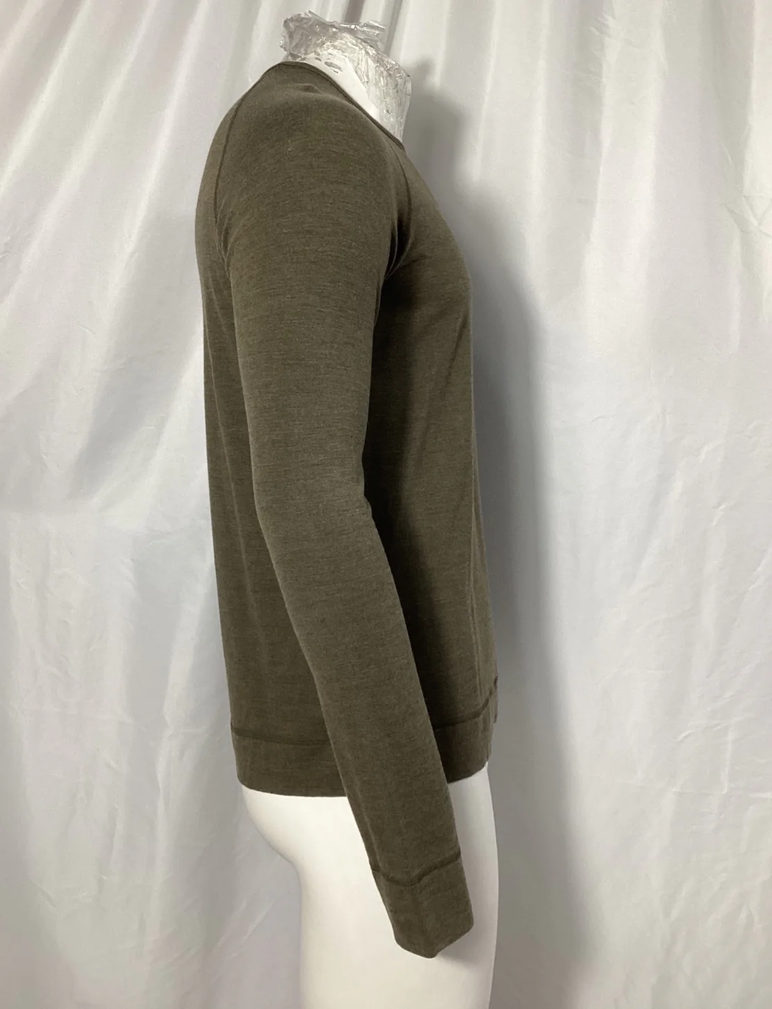 Men's Burberry Brit Crewneck Long Sleeve T-Shirt in Olive Lyocell - Image 8
