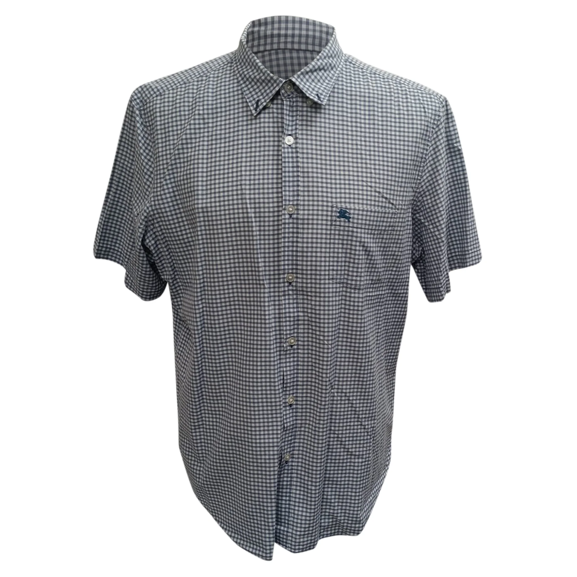 Men's Burberry Brit Plaid Shirt in Grey Cotton