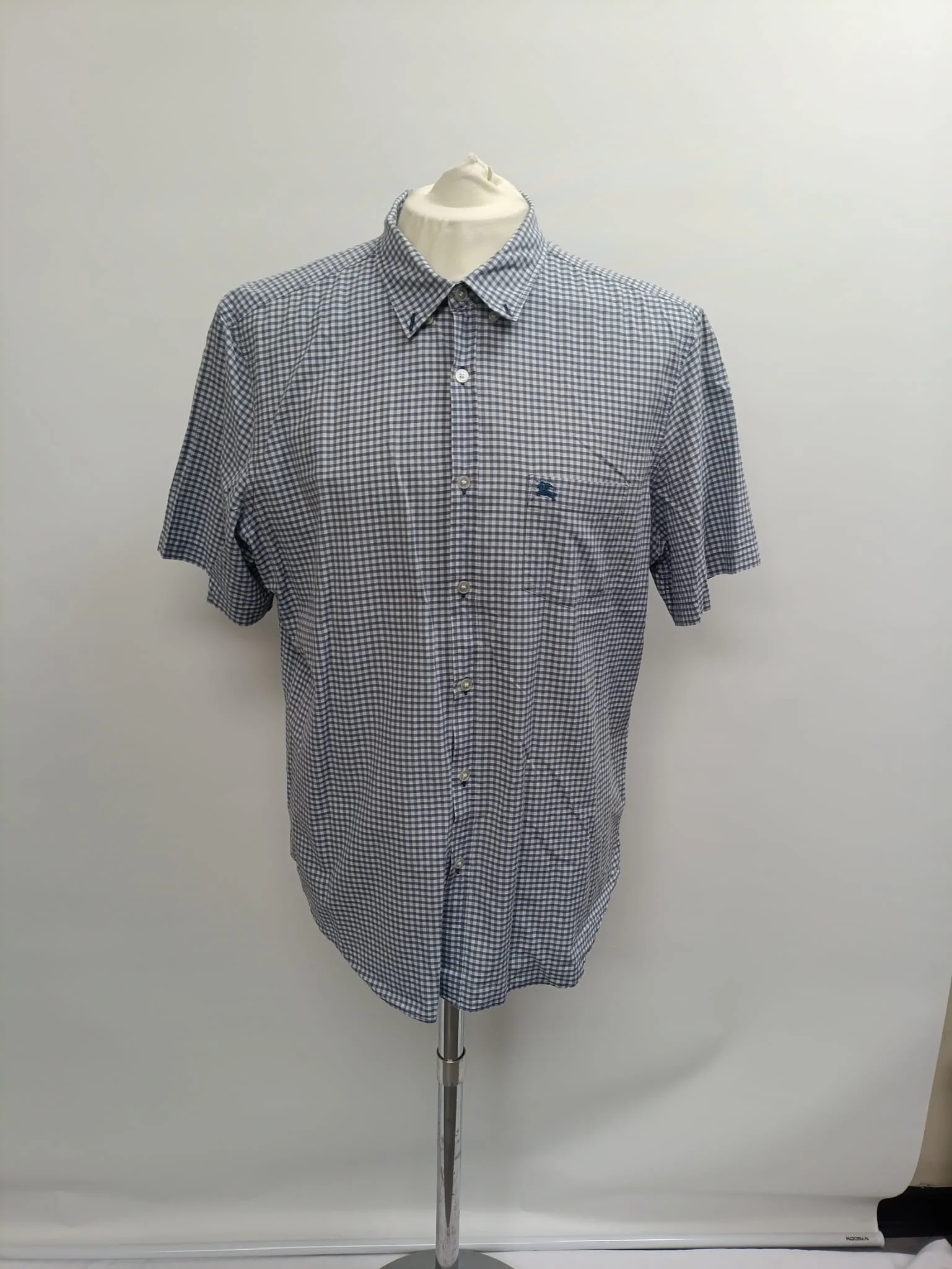 Men's Burberry Brit Plaid Shirt in Grey Cotton - Image 6