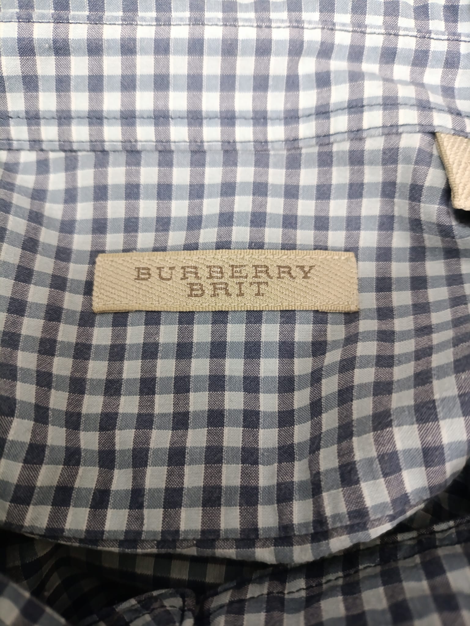 Men's Burberry Brit Plaid Shirt in Grey Cotton - Image 9