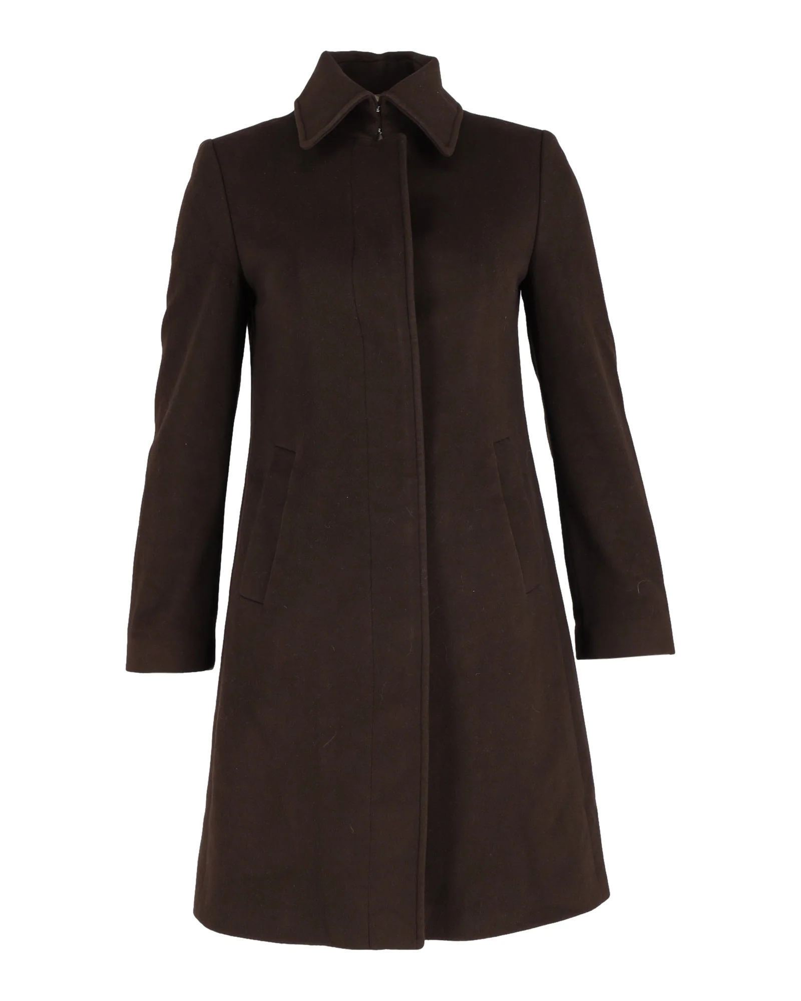 Men's Burberry Collared Coat in Brown Wool - Image 3