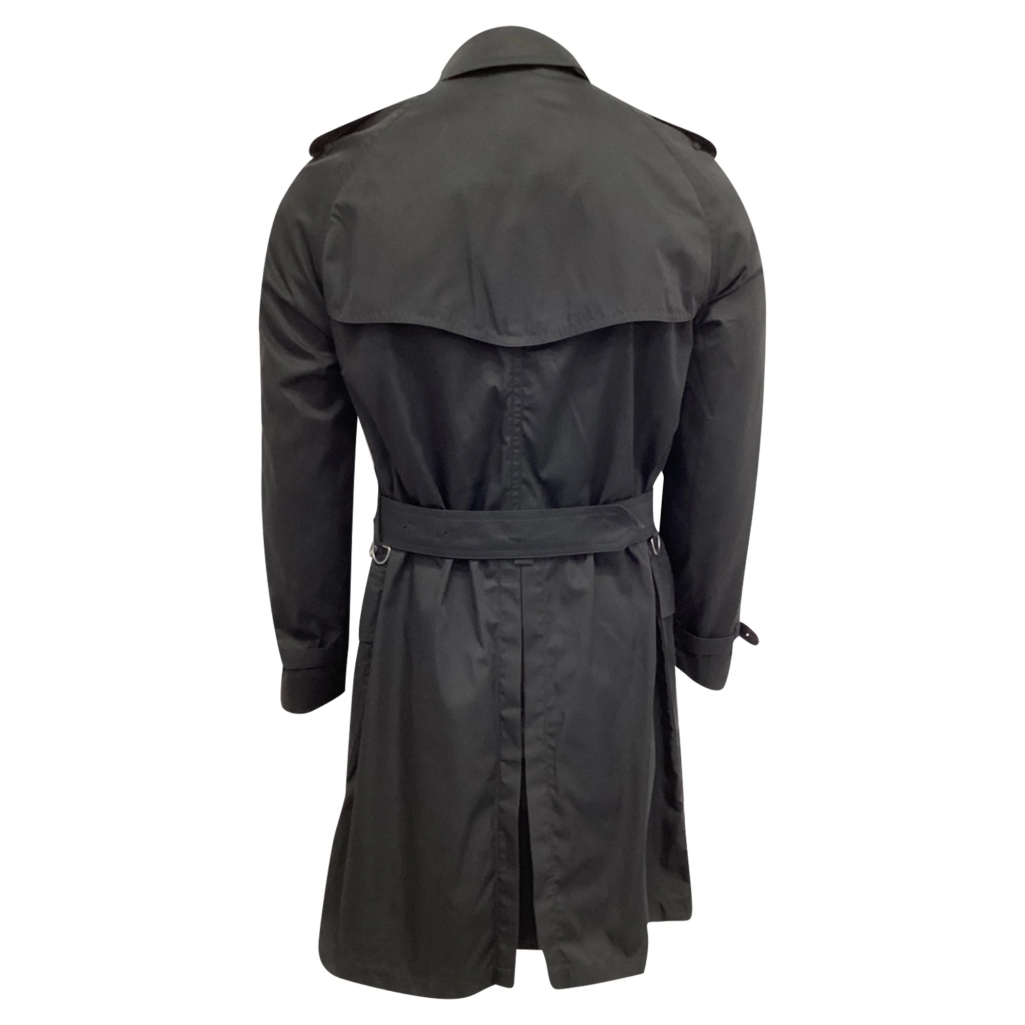 Men's Burberry Heritage Kensington Belted Trench Coat in Black Polyamide - Image 9