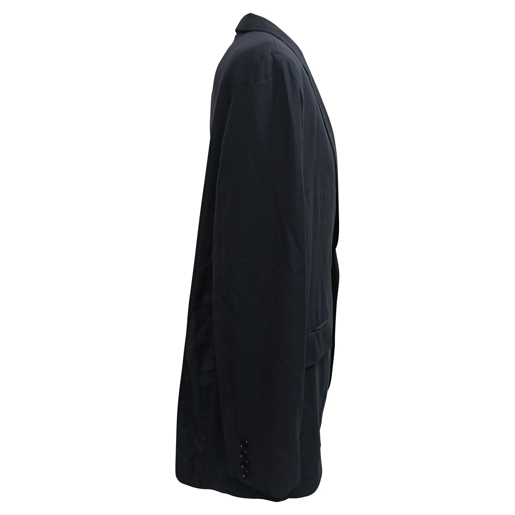 Men's Burberry Single-Breasted Blazer with Pockets in Navy Blue Wool - Image 2