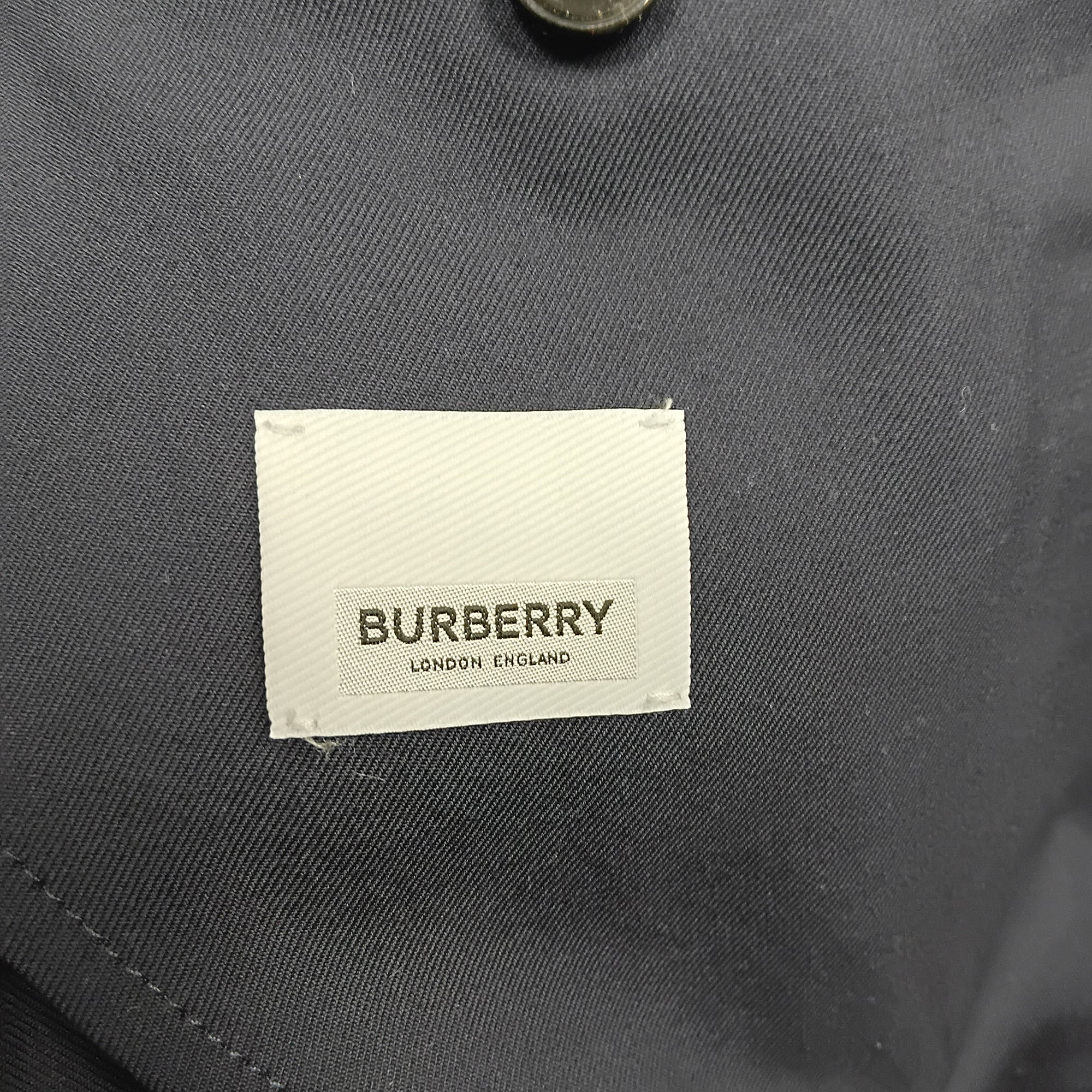 Men's Burberry Single-Breasted Blazer with Pockets in Navy Blue Wool - Image 5