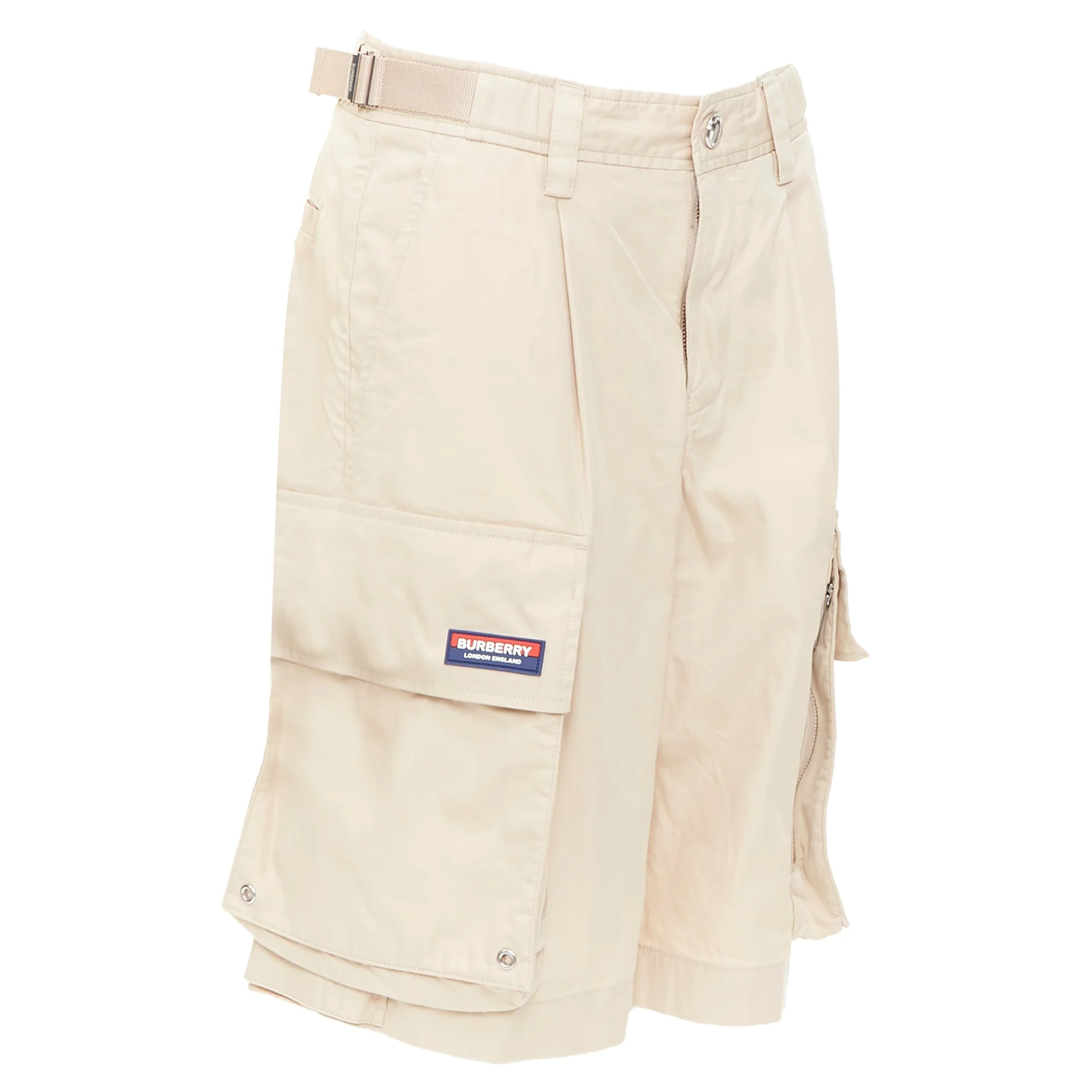 Men's BURBERRY soft fawn beige technical cotton Billy multi pocket cargo shorts T44 XS - Image 3
