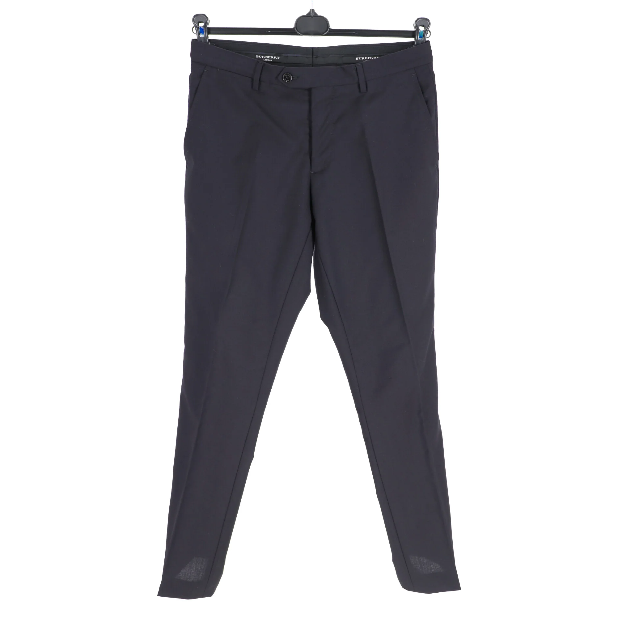 Men's  Burberry Straight-Leg Trousers in Navy Blue Wool - Image 6