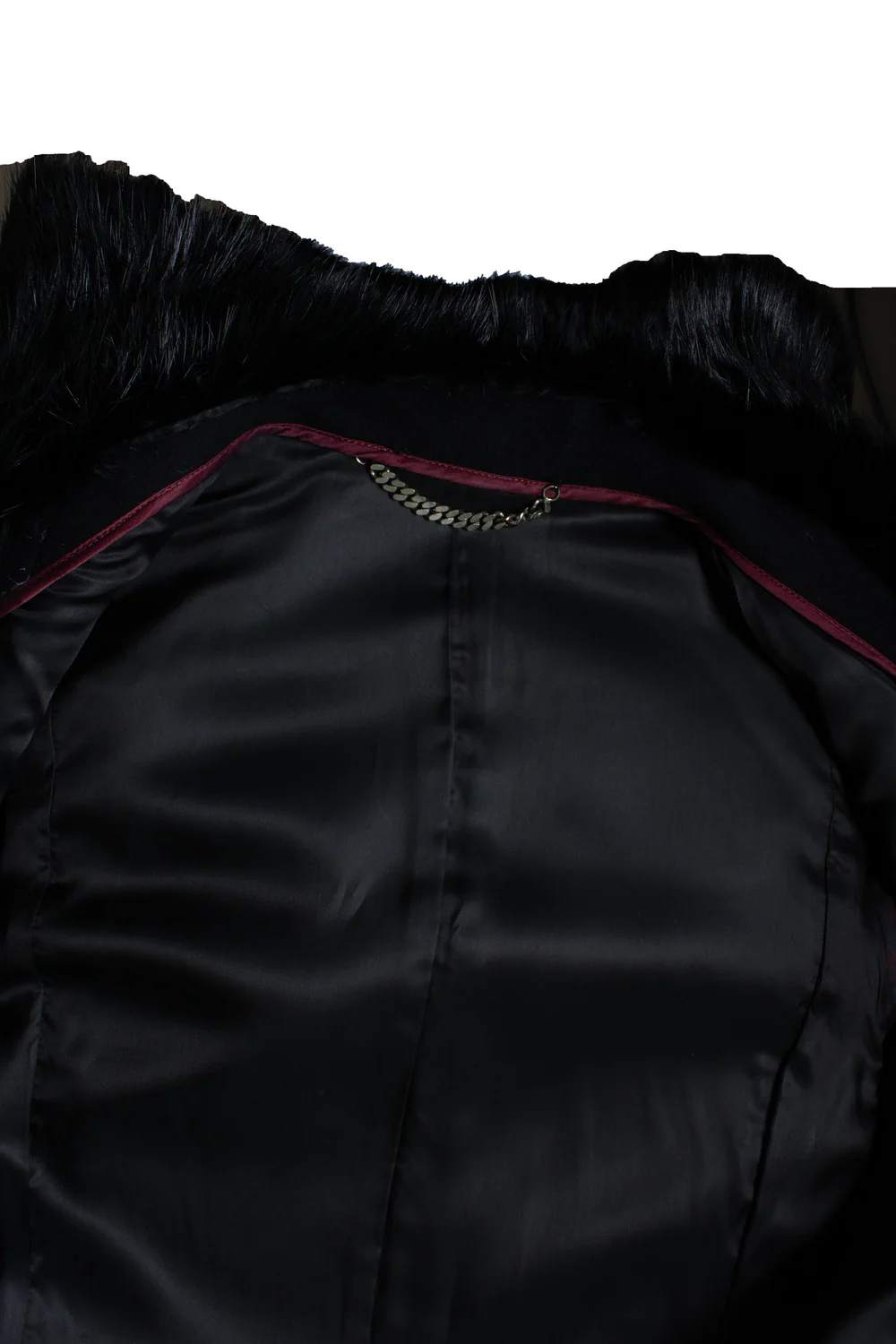 Women's Burberry, black wool trenchcoat with fur collar - Image 9