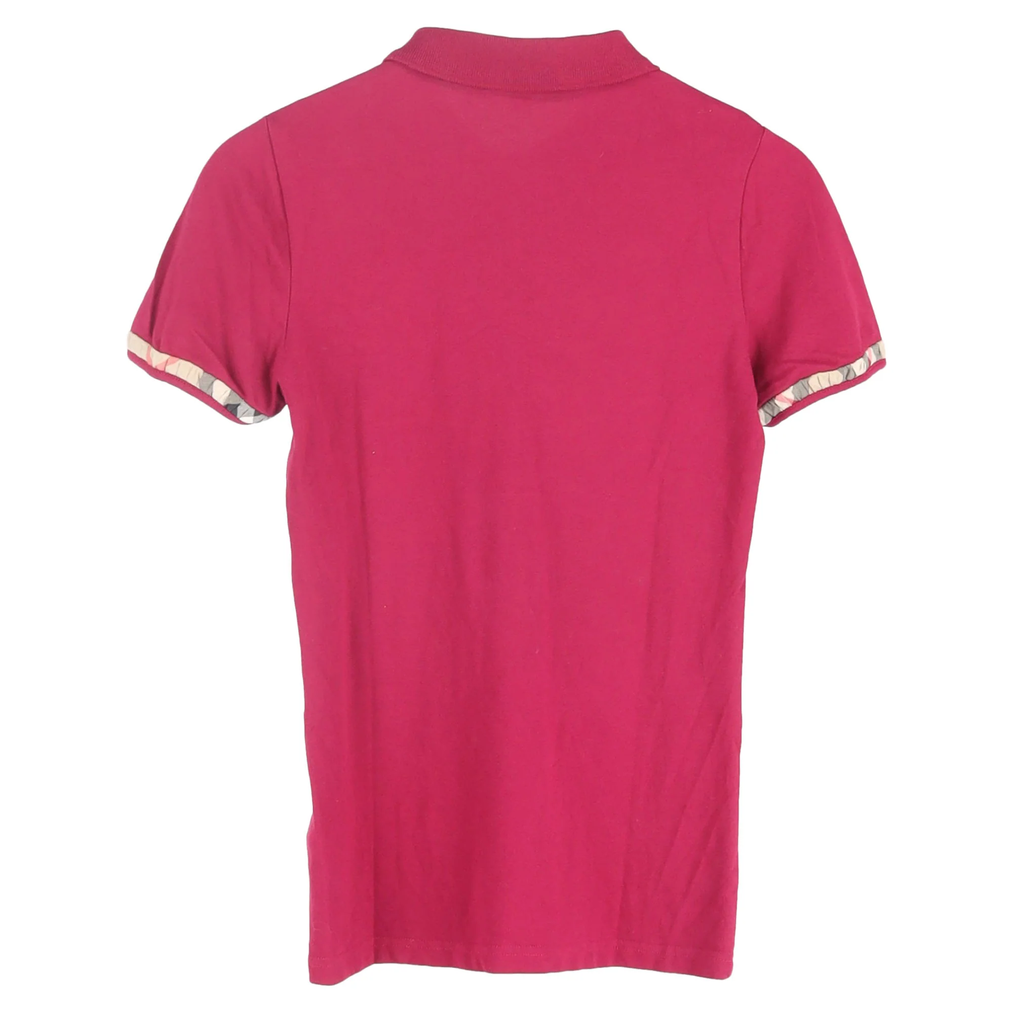 Women's Burberry Brit Check-Trimmed Shirt Sleeve Polo Shirt in Red Violet Cotton - Image 2