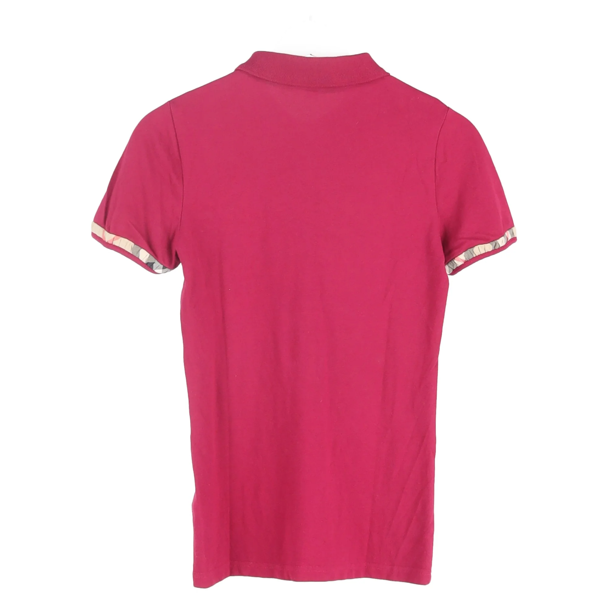 Women's Burberry Brit Check-Trimmed Shirt Sleeve Polo Shirt in Red Violet Cotton - Image 5