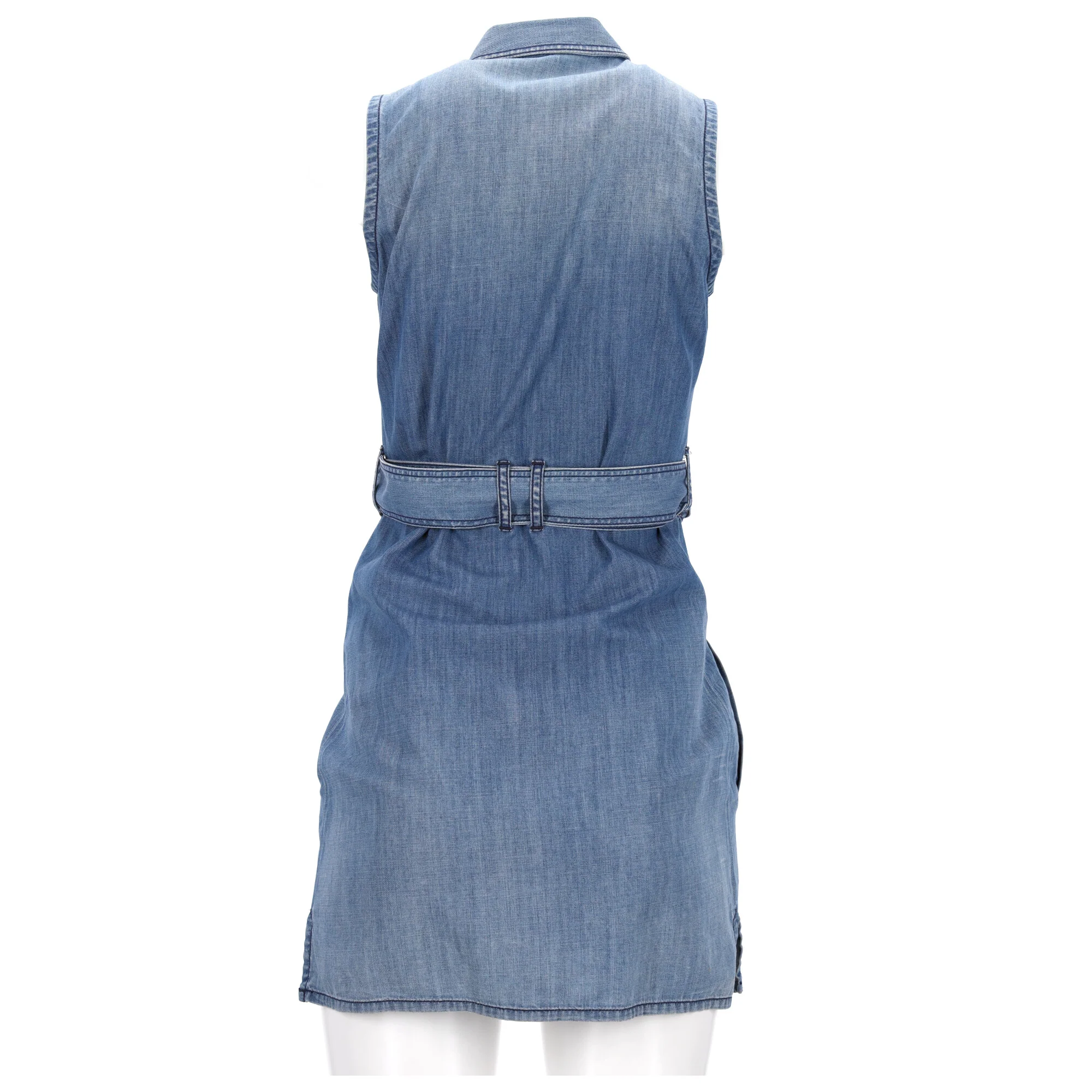 Women's Burberry Brit Sleeveless Pintuck Dress in Light Blue Denim - Image 8