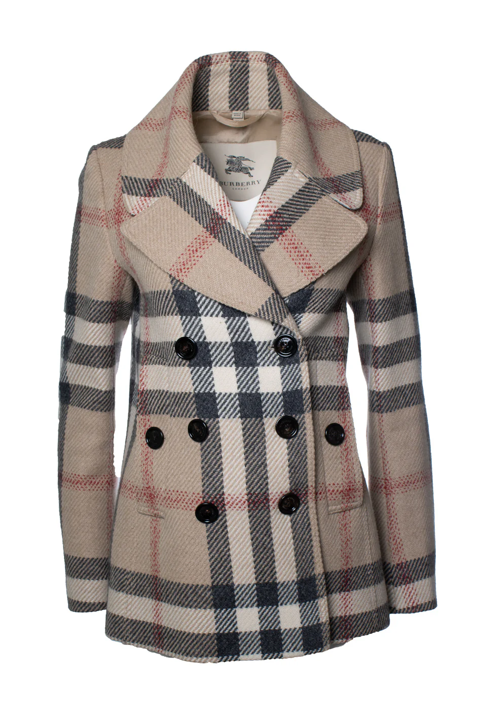 Women's Burberry, checkered wool coat