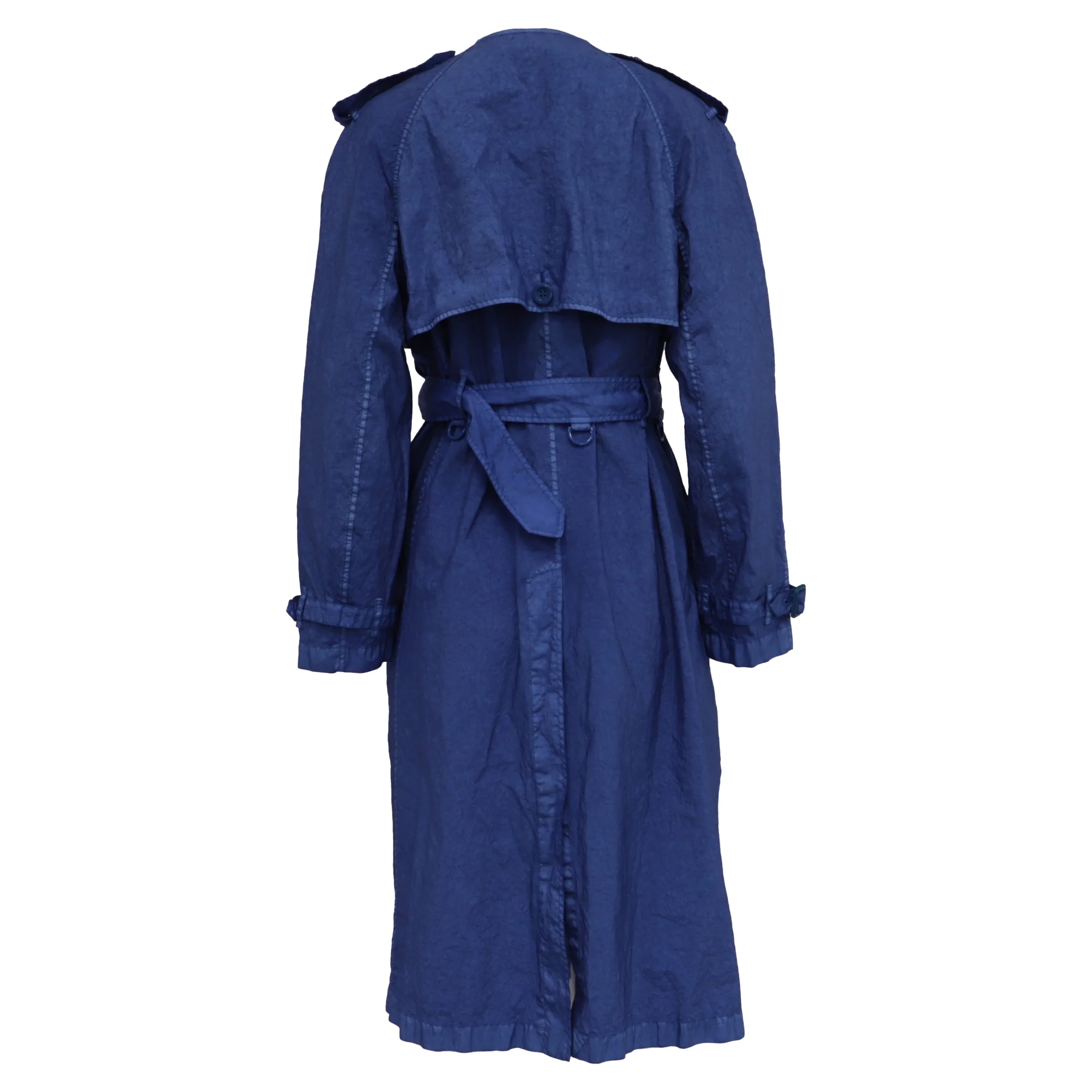 Women's Burberry Collarless Double Breasted Trench Coat in Blue Polyamide - Image 4