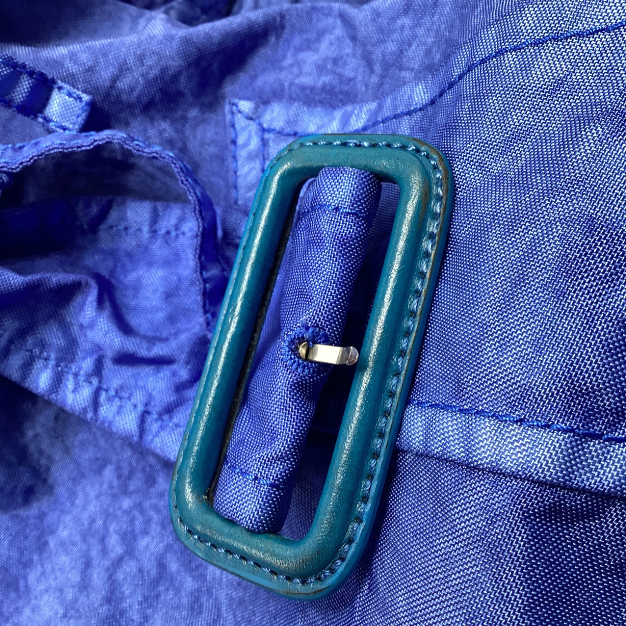 Women's Burberry Collarless Double Breasted Trench Coat in Blue Polyamide - Image 5