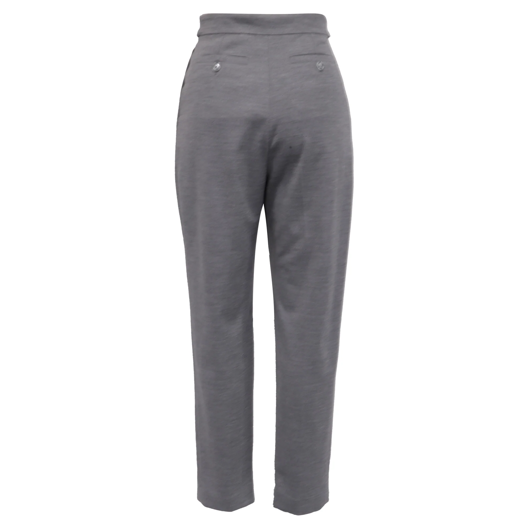 Women's Burberry Flannel Tapered Trousers in Grey Wool - Image 3