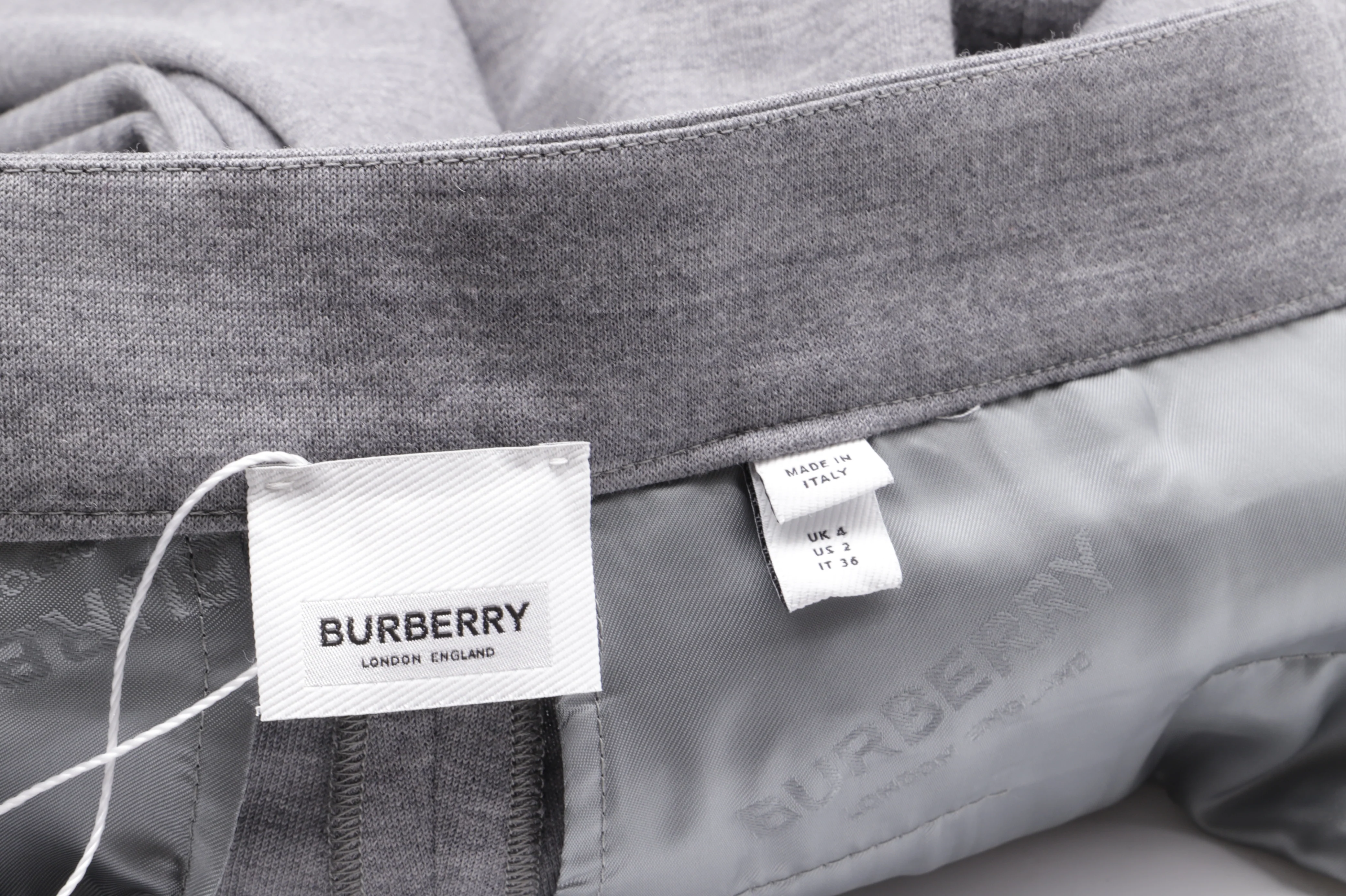 Women's Burberry Flannel Tapered Trousers in Grey Wool - Image 9