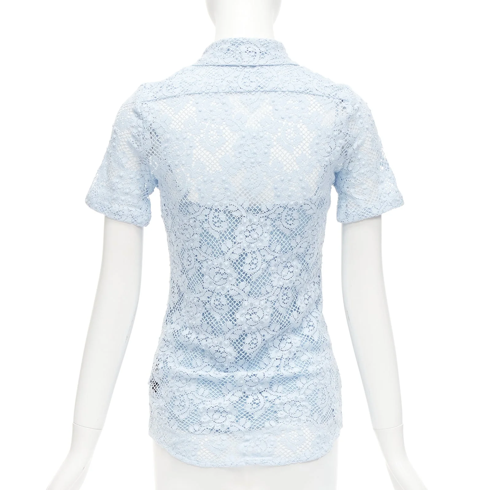 Women's Burberry Floral Lace Short Sleeve Dress Shirt - Image 5