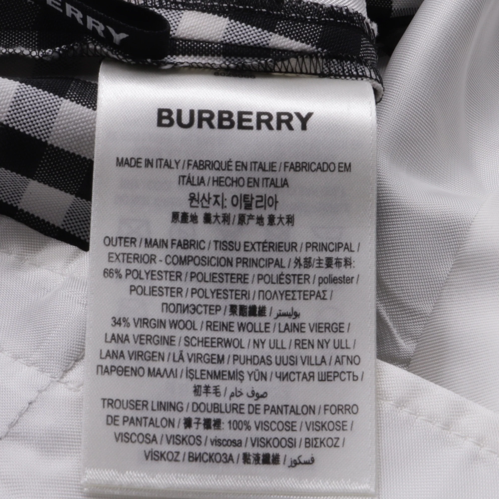 Women's Burberry Gingham Jacquard Straight-Leg Pants in Black Polyester - Image 4