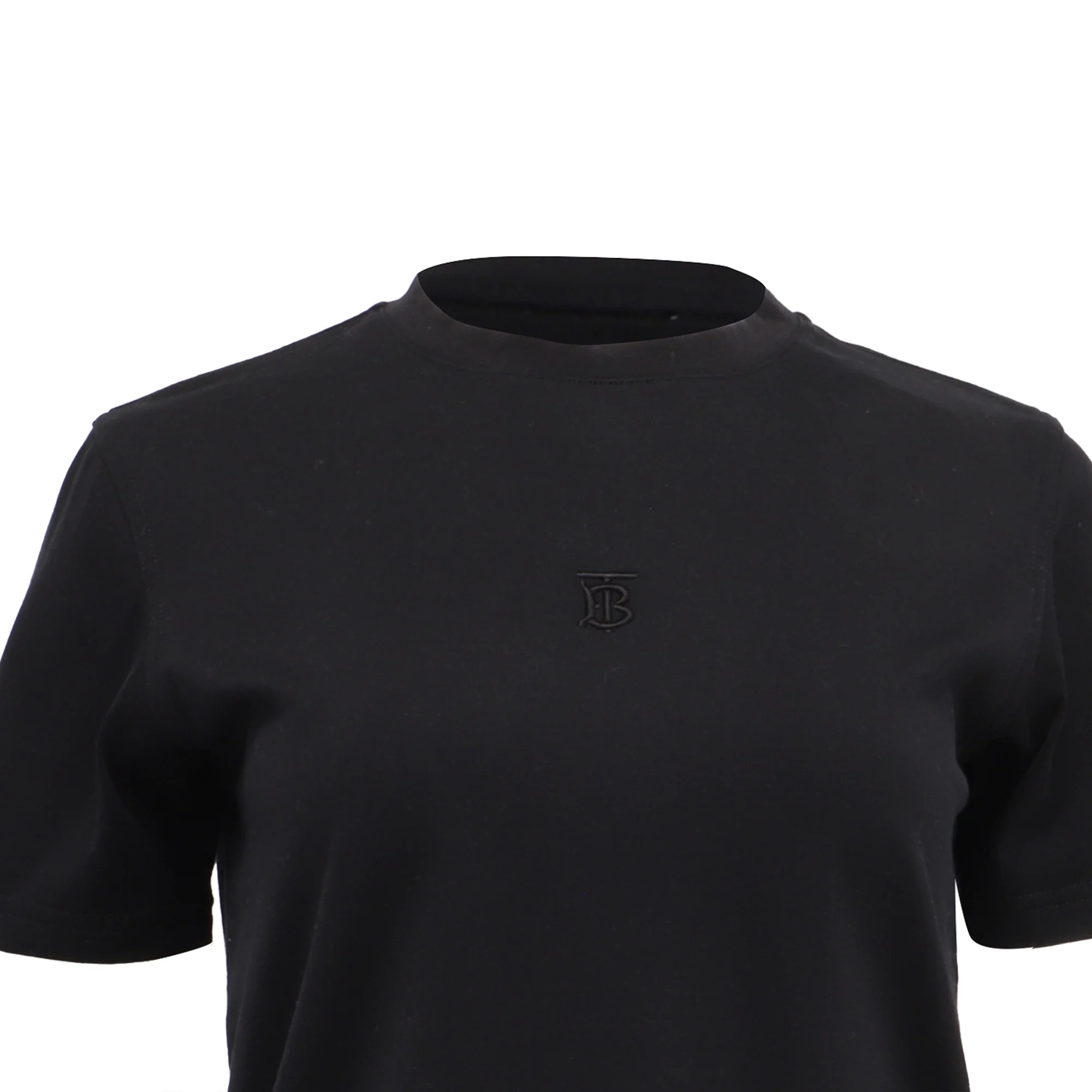 Women's Burberry Logo-Embroidered Crewneck T-Shirt in Black Cotton - Image 2