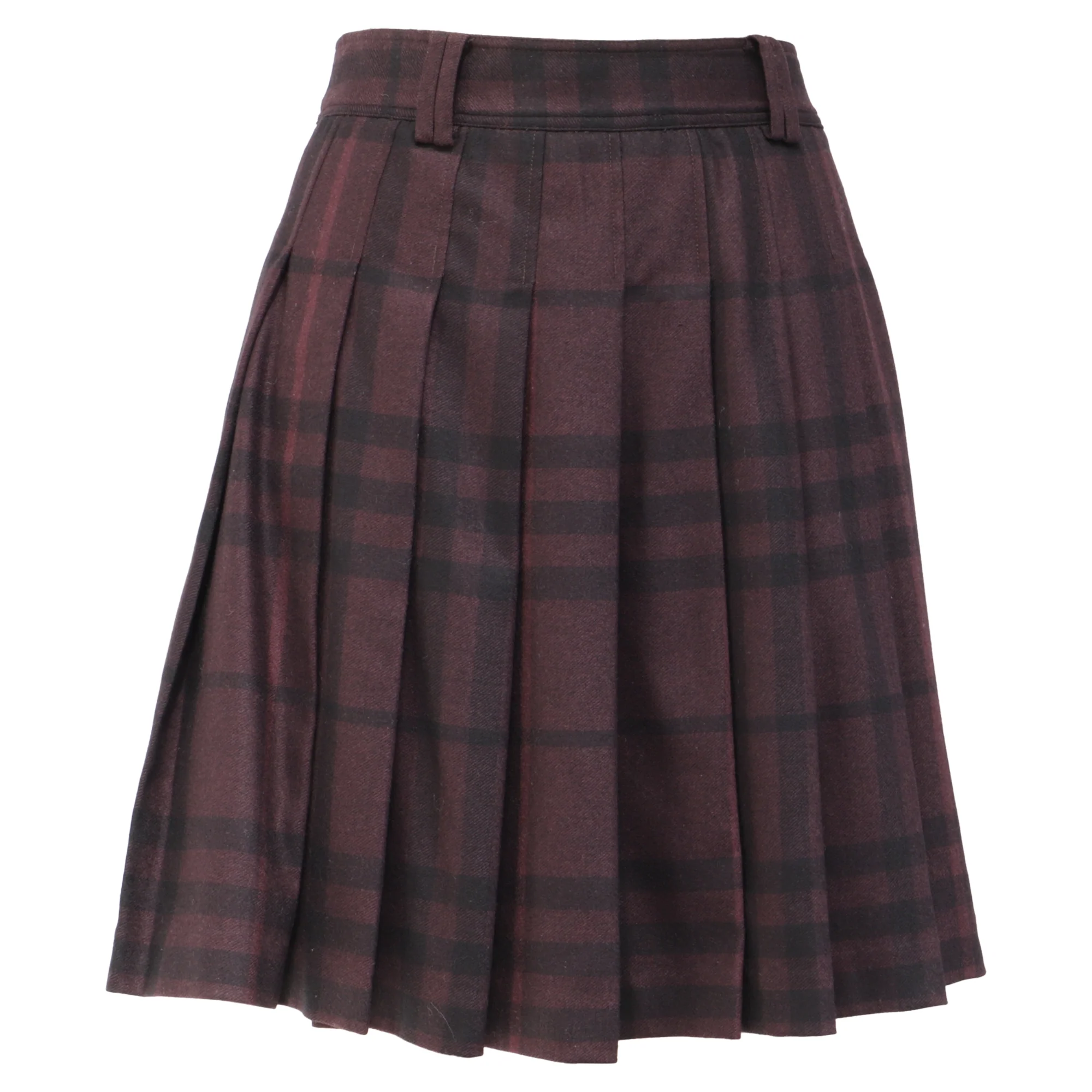 Women's Burberry London Pleated Mini Skirt in Purple Wool